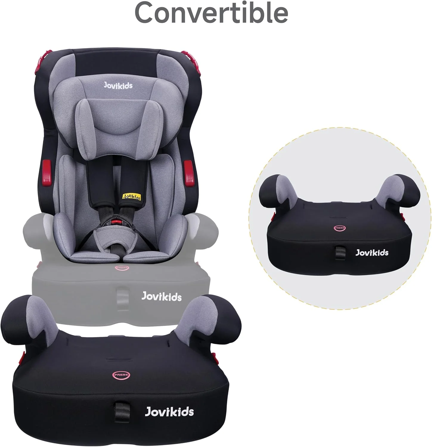 Jovikids Tammy 3in1 Highback Booster Car Seat (Group 1/2/3, 9M-12Y), Convertible to Booster Seat, Forward-Facing Seat w/Adjustable Headrest, 5-point Harness and 3-Point Seat Belt, Baby Travel Carseat Jovikids Tammy 3in1 Highback Booster Car Seat (Group 1/2/3, 9M-12Y), Convertible to Booster Seat, Forward-Facing Seat w/Adjustable Headrest, 5-point Harness and 3-Point Seat Belt, Baby Travel Carseat