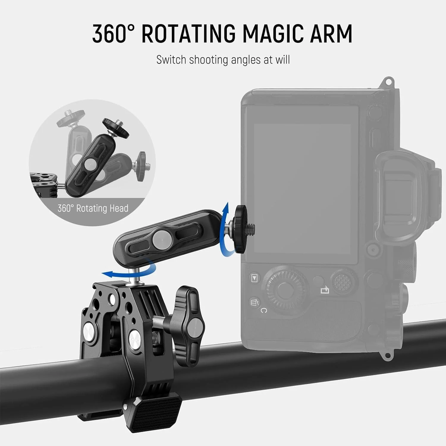 NEEWER ST83 Super Clamp for Plane/Round Surfaces with 3" Dual Ball Head Magic Arm/Cold Shoe/1/4" 3/8" Screw/Smartphone/Action Camera Mount Adapter for Desk Tripod, Tube Cross Bar, Gimbal Rod NEEWER ST83 Super Clamp for Plane/Round Surfaces with 3" Dual Ball Head Magic Arm/Cold Shoe/1/4" 3/8" Screw/Smartphone/Action Camera Mount Adapter for Desk Tripod, Tube Cross Bar, Gimbal Rod