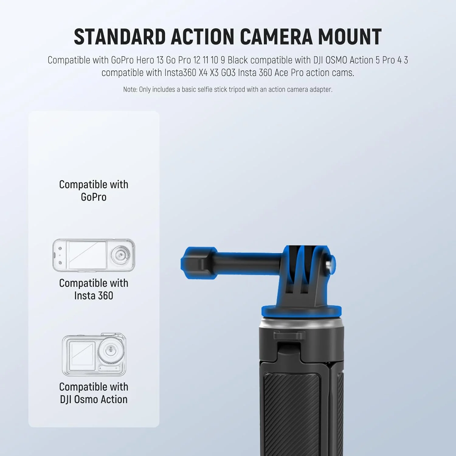 سه پایه سلفی استیک پایه NEEWER BASIC برای دوربین DSLR، دوربین اکشن، وب کم، لوازم جانبی پایه رومیزی کوچک برای ضبط ویدیو، سازگار با GoPro Hero 13 12 Insta360 DJI Osmo Action 5 Pro AKASO EK7000 Brave 4 7، TP46