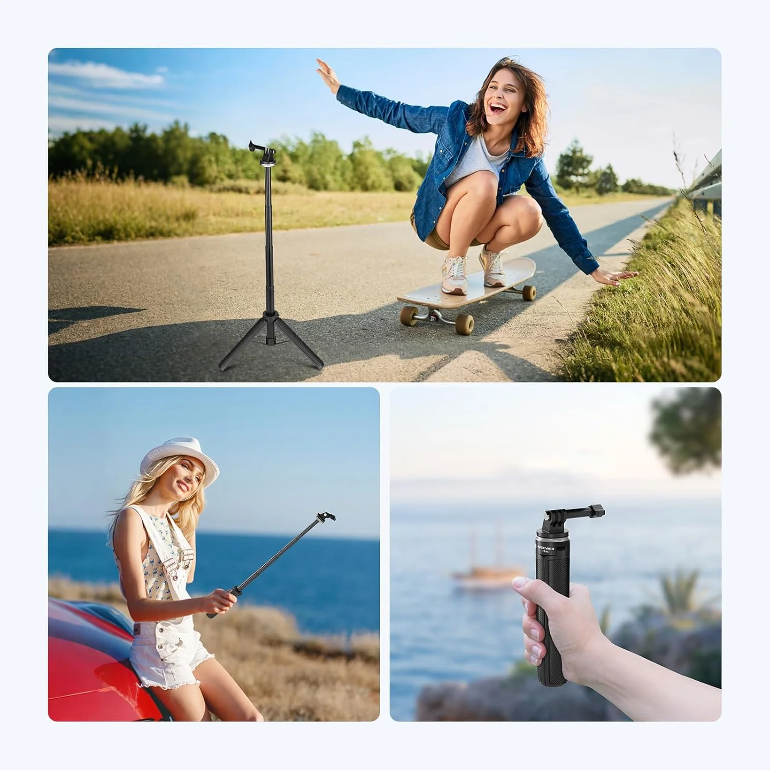 سه پایه سلفی استیک پایه NEEWER BASIC برای دوربین DSLR، دوربین اکشن، وب کم، لوازم جانبی پایه رومیزی کوچک برای ضبط ویدیو، سازگار با GoPro Hero 13 12 Insta360 DJI Osmo Action 5 Pro AKASO EK7000 Brave 4 7، TP46