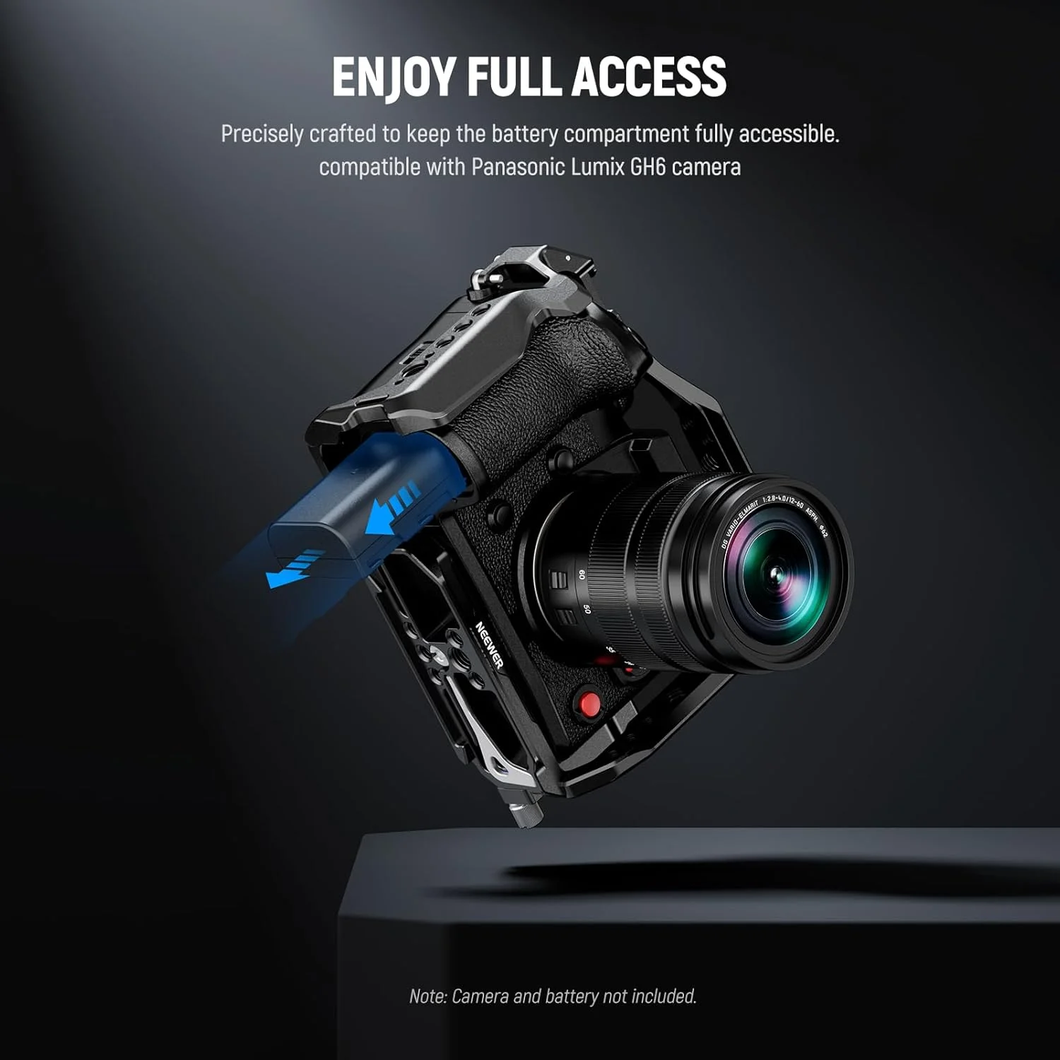 کیج دوربین Lumix GH6 نیور، پلتفرم ویدیویی آلومینیومی با بست کابل HDMI، ریل ناتو، کفشک سرد، صفحه پایه Arca از نوع QR سازگار با Panasonic Lumix GH6 DJI RS3 Pro RSC2 RS2، CA055