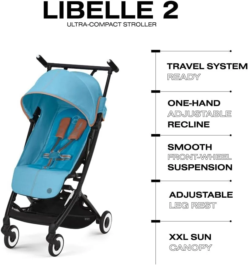 کالسکه بچه سایبکس Libelle 2 فوق العاده جمع و جور و سبک وزن با سایبان ضد آفتاب UPF 50+ برای نوزادان و کودکان نوپا - سازگار با حمل در کابین هواپیما - سازگار با صندلی های ماشین سایبکس کالسکه بچه سایبکس Libelle 2 فوق العاده جمع و جور و سبک وزن با سایبان ضد آفتاب UPF 50+ برای نوزادان و کودکان نوپا - سازگار با حمل در کابین هواپیما - سازگار با صندلی های ماشین سایبکس