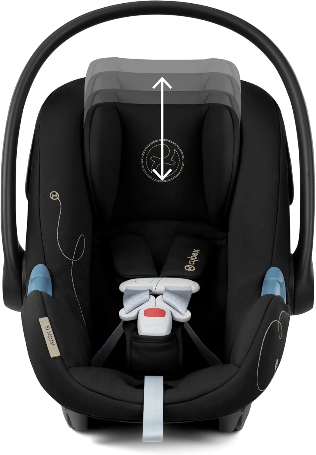 صندلی ماشین کودک سایبکس Aton G با محافظت جانبی خطی، تکیه گاه سر قابل تنظیم 11 حالته، تهویه داخل پوسته، سگک آسان و پایه ایمن Safelock، مشکی ماه با سنسور ایمن