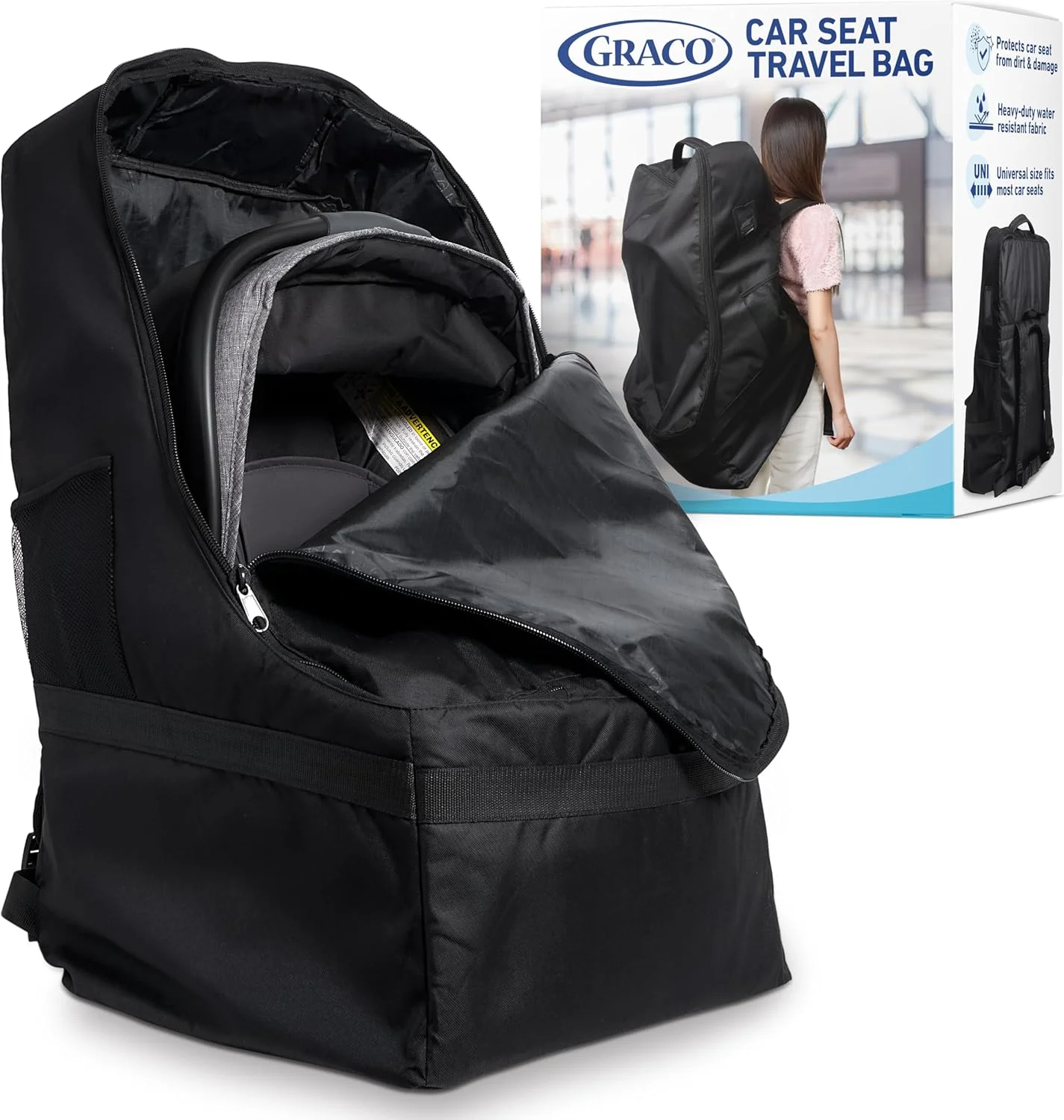 کیف حمل صندلی خودرو گراکو و کوله پشتی حمل نوزاد - دارای پد، بادوام، مقاوم در برابر آب، سازگار با بازرسی گیت فرودگاه کیف حمل صندلی خودرو گراکو و کوله پشتی حمل نوزاد - دارای پد، بادوام، مقاوم در برابر آب، سازگار با بازرسی گیت فرودگاه