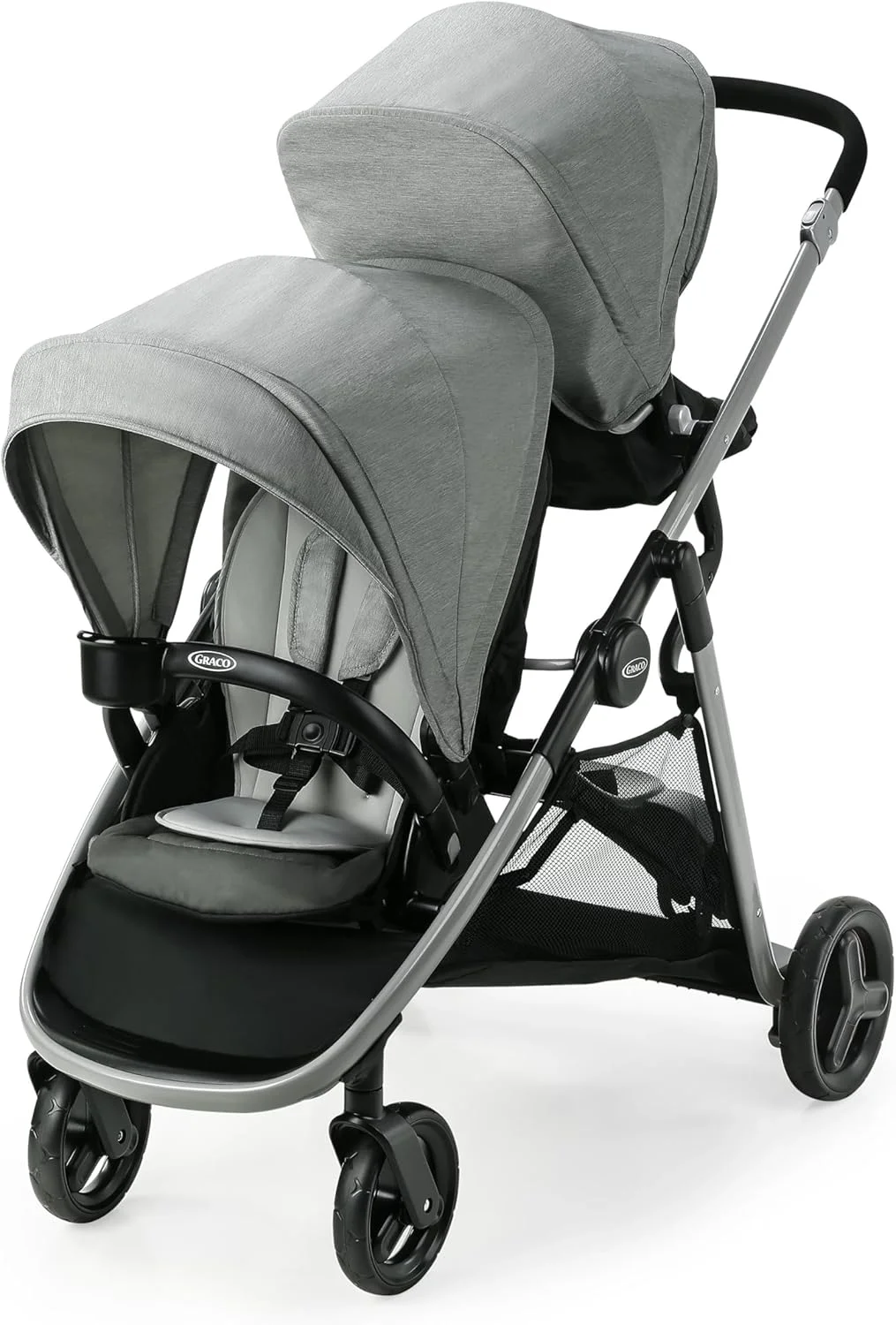 Graco Ready2Grow LX 2.0 Double Stroller Features Bench Seat and Standing Platform Options, Clark
