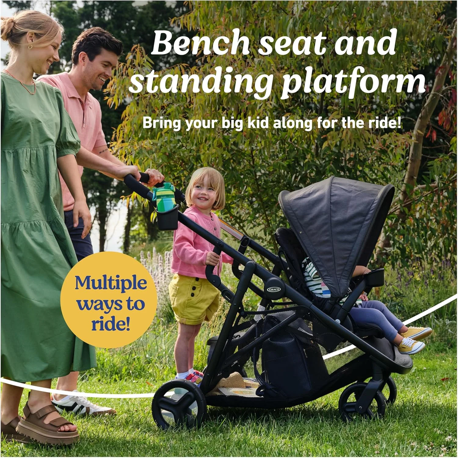Graco Ready2Grow LX 2.0 Double Stroller Features Bench Seat and Standing Platform Options, Clark Graco Ready2Grow LX 2.0 Double Stroller Features Bench Seat and Standing Platform Options, Clark