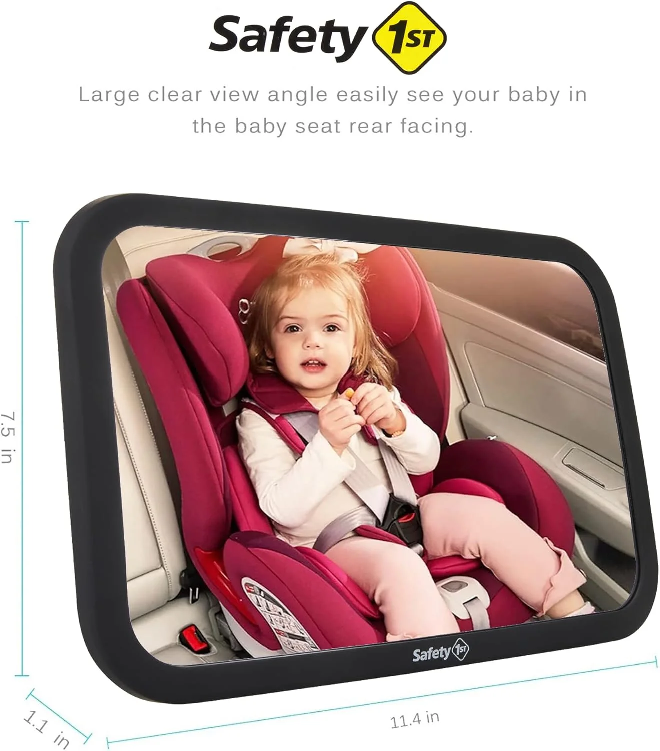 آینه پشت صندلی خودرو کودک Safety 1st برای دیدن نوزاد در صندلی عقب، شیشه محدب نشکن و عریض، مشکی آینه پشت صندلی خودرو کودک Safety 1st برای دیدن نوزاد در صندلی عقب، شیشه محدب نشکن و عریض، مشکی