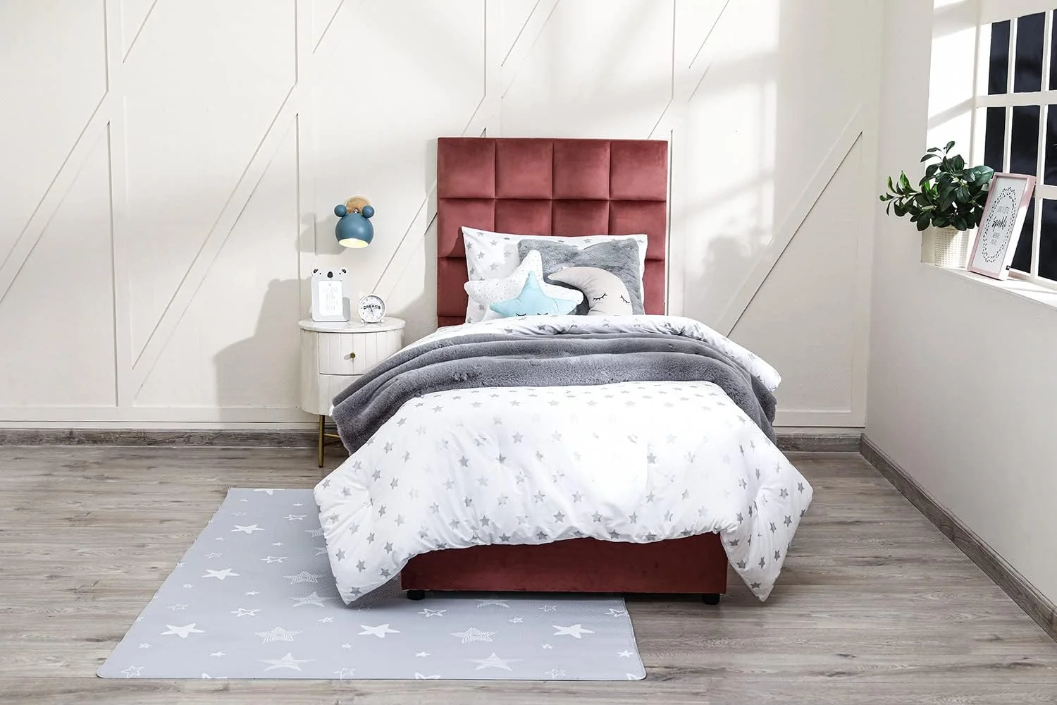 تخت یک نفره اولگا Pan Emirates Home Furnishings مخمل 90X200 صورتی تخت یک نفره اولگا Pan Emirates Home Furnishings مخمل 90X200 صورتی