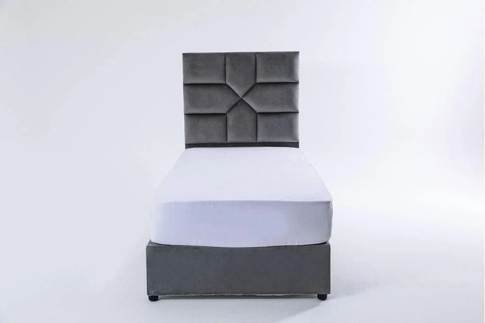 تخت یک نفره الیانا، روکش مخمل، خاکستری، 120x200 از مبلمان خانگی پان امارات تخت یک نفره الیانا، روکش مخمل، خاکستری، 120x200 از مبلمان خانگی پان امارات