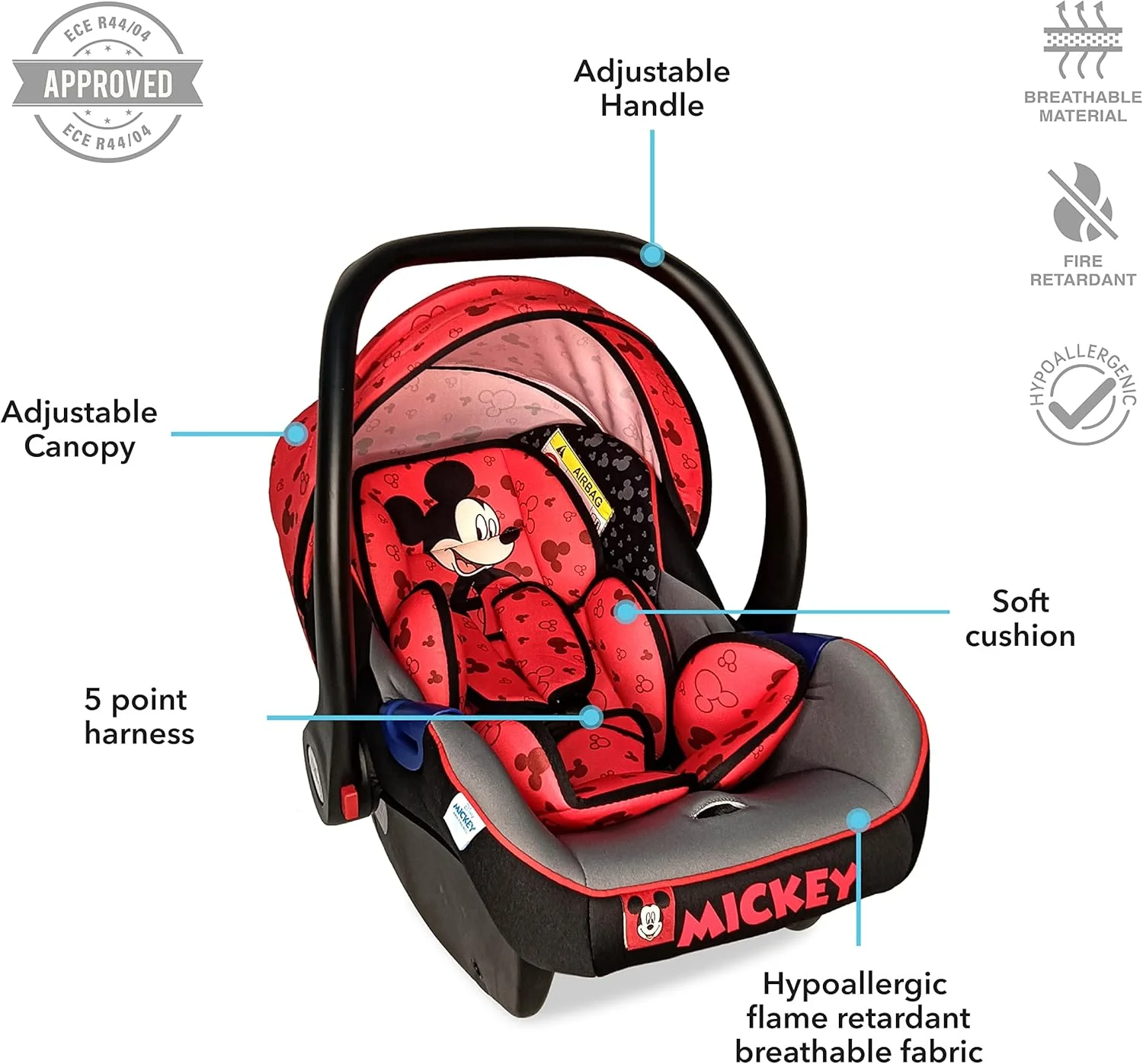 صندلی ماشین/کریر نوزاد دیزنی میکی موس، سایبان و دسته قابل تنظیم، محافظت بیشتر، کمربند ایمنی 3 نقطه ای، مناسب از 0 تا 12 ماهگی، تا 13 کیلوگرم، محصول رسمی دیزنی، چند رنگ صندلی ماشین/کریر نوزاد دیزنی میکی موس، سایبان و دسته قابل تنظیم، محافظت بیشتر، کمربند ایمنی 3 نقطه ای، مناسب از 0 تا 12 ماهگی، تا 13 کیلوگرم، محصول رسمی دیزنی، چند رنگ