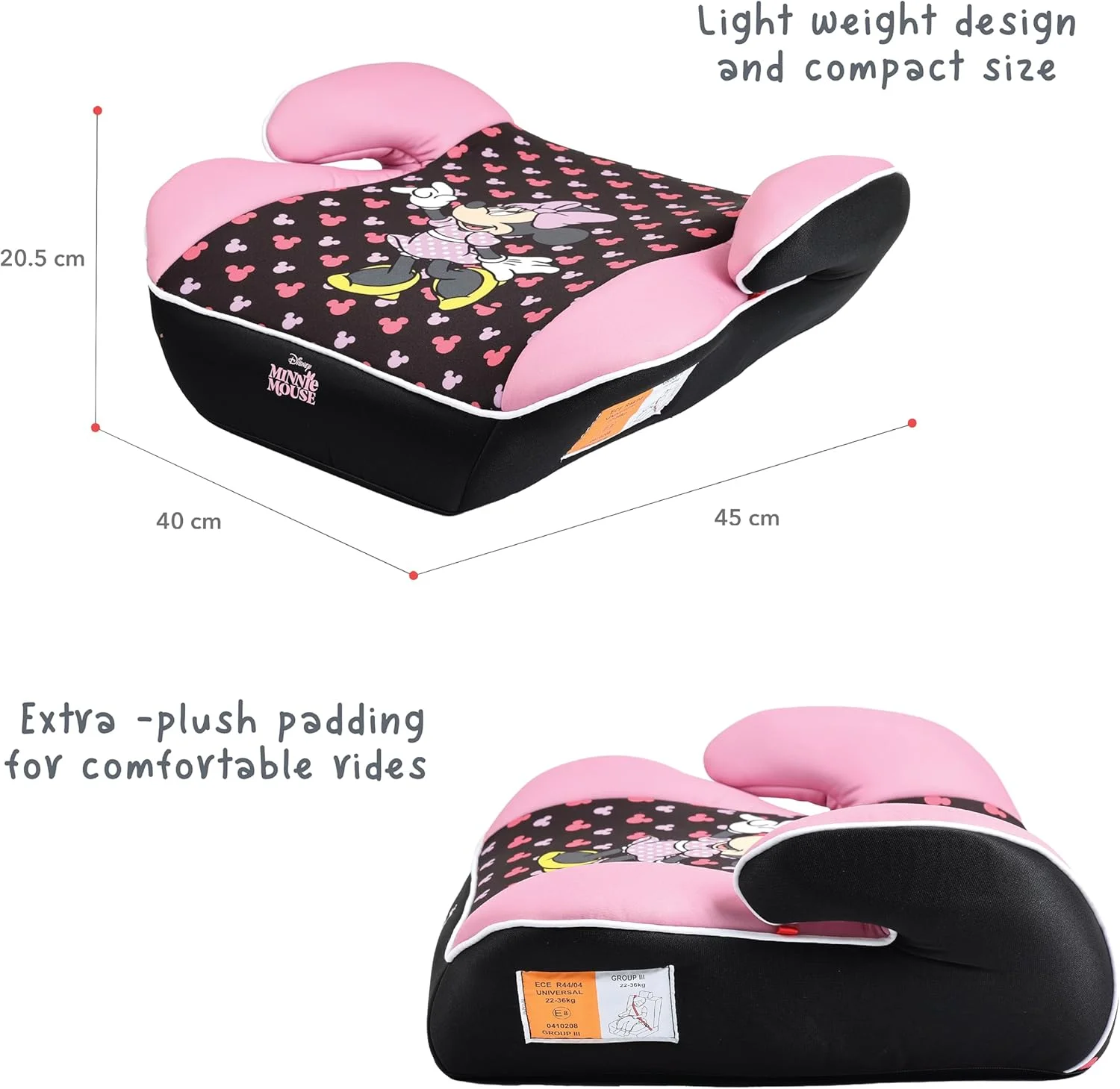 صندلی بوستر کودک دیزنی مینی موس، دارای تکیه گاه دست، نصب آسان، مناسب برای همه خودروها، دارای پایه پهن و نرم، مناسب برای کودکان 4 تا 12 سال گروه 2/3، محصول رسمی دیزنی، چند رنگ صندلی بوستر کودک دیزنی مینی موس، دارای تکیه گاه دست، نصب آسان، مناسب برای همه خودروها، دارای پایه پهن و نرم، مناسب برای کودکان 4 تا 12 سال گروه 2/3، محصول رسمی دیزنی، چند رنگ