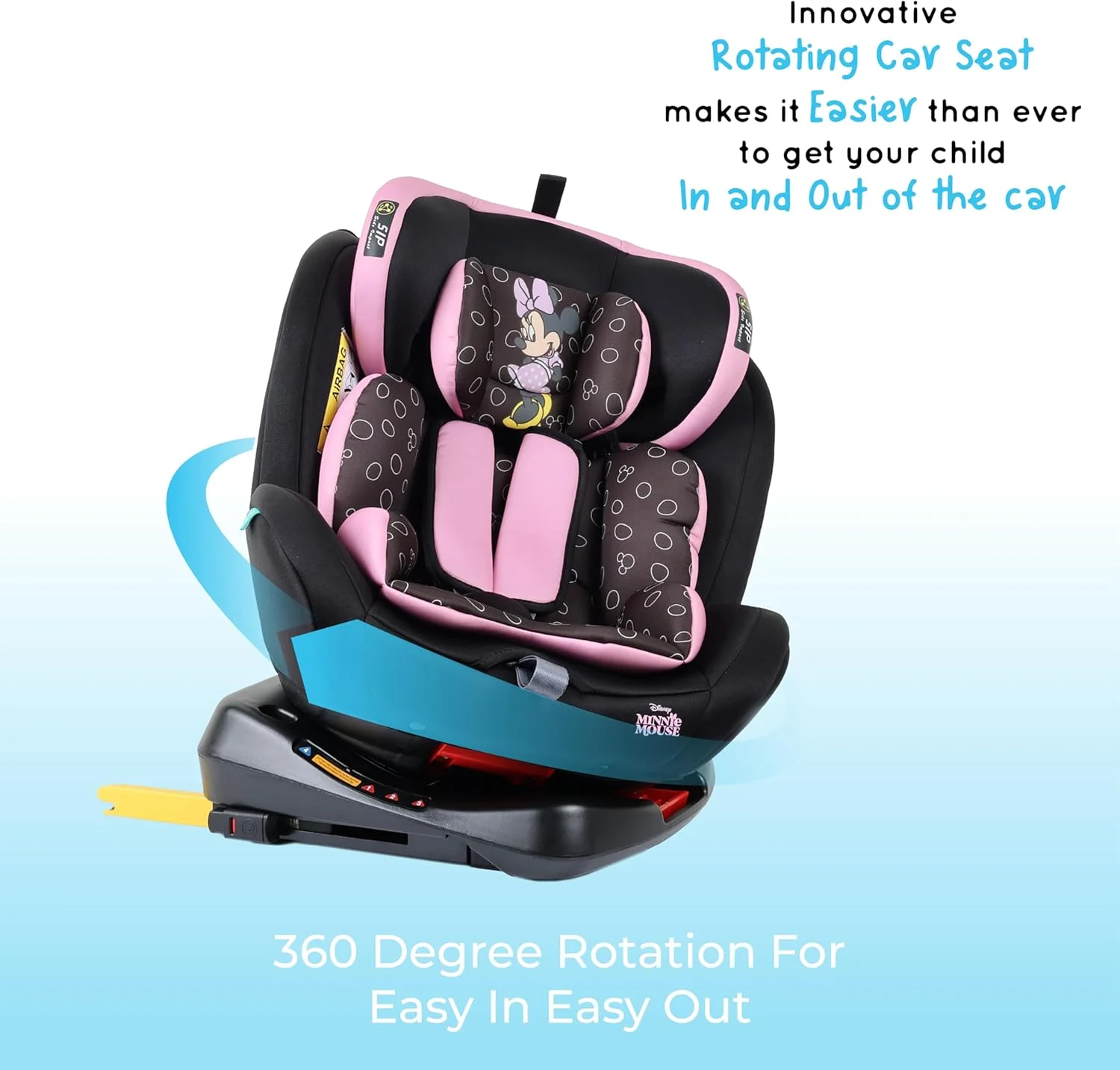 صندلی ماشین کودک دیزنی مینی موس 4 در 1 با چرخش 360 درجه و 4 حالت خوابیده، محافظ جانبی ایزوفیکس، مناسب از 0 ماهگی تا 12 سالگی، گروه 0+/1/2/3، تا 36 کیلوگرم، محصول رسمی دیزنی، چند رنگ