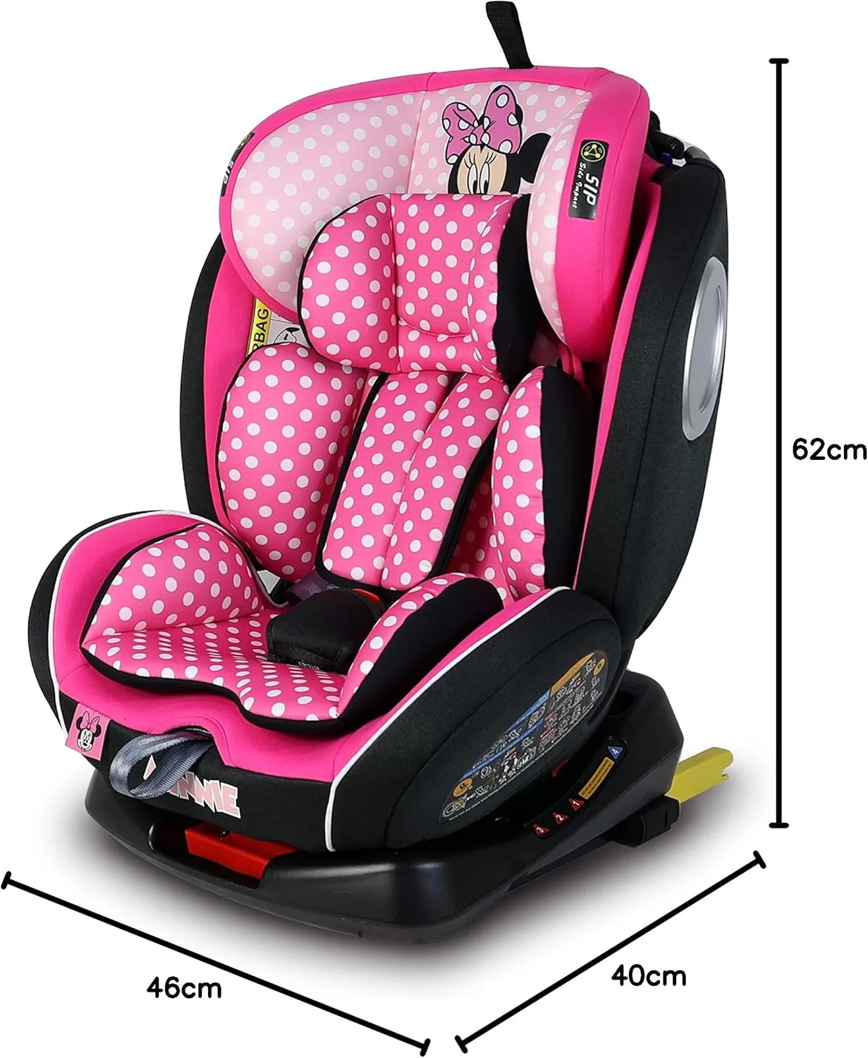صندلی ماشین کودک دیزنی مینی موس 4 در 1 با چرخش 360 درجه و 4 حالت خوابیده، محافظ جانبی ایزوفیکس، مناسب از 0 ماهگی تا 12 سالگی، گروه 0+/1/2/3، تا 36 کیلوگرم، محصول رسمی دیزنی، چند رنگ