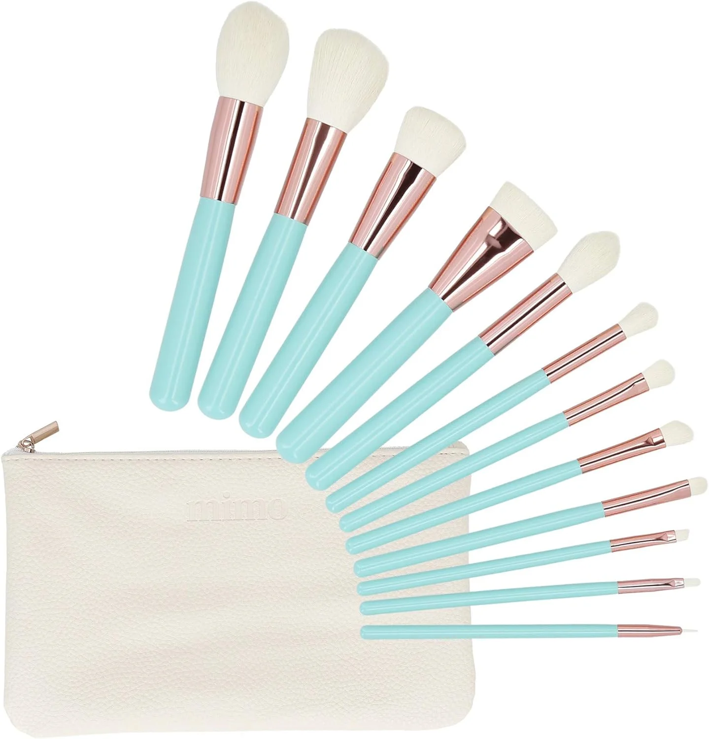 ست ۱۲ تکه برس آرایشی حرفه ای TB TOOLS FOR BEAUTY T4B MIMO برای کانتورینگ، کانسیلر، برنزر، هایلایتر، رژگونه، پودر، ابرو، دسته های ارگونومیک و موهای مصنوعی نرم