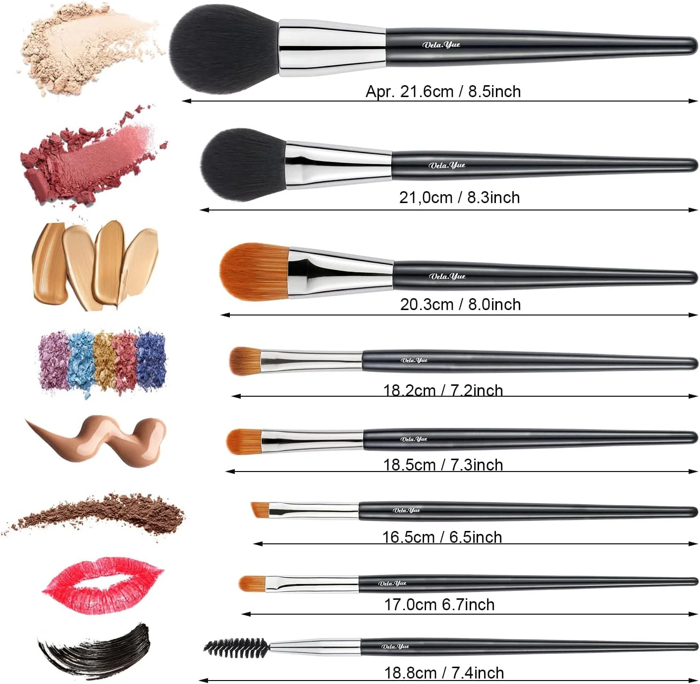 ست برس آرایشی Vela.Yue، ۸ تکه، نرم، شامل برس پودر، کرم پودر، رژگونه، کانسیلر، سایه چشم، خط چشم، مژه، ابرو و براق کننده لب، کیت ابزار حرفه ای زیبایی ست برس آرایشی Vela.Yue، ۸ تکه، نرم، شامل برس پودر، کرم پودر، رژگونه، کانسیلر، سایه چشم، خط چشم، مژه، ابرو و براق کننده لب، کیت ابزار حرفه ای زیبایی