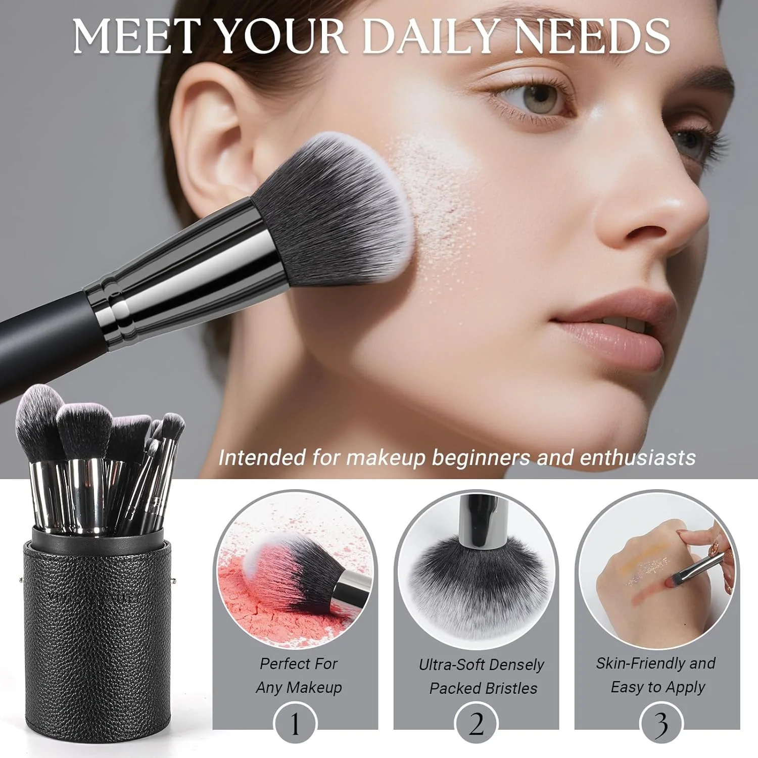 ست برس آرایشی 18 تکه VIVID BEAUTY با موهای مصنوعی فوق العاده نرم، دسته چوبی و کیف نگهداری شیک - ایده آل برای استفاده بی عیب و نقص از آرایش و ترکیب کردن! (مشکی) ست برس آرایشی 18 تکه VIVID BEAUTY با موهای مصنوعی فوق العاده نرم، دسته چوبی و کیف نگهداری شیک - ایده آل برای استفاده بی عیب و نقص از آرایش و ترکیب کردن! (مشکی)