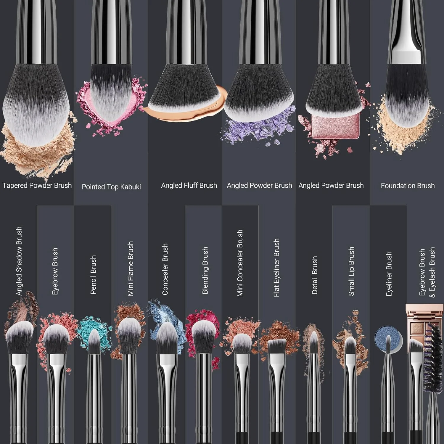 ست برس آرایشی 18 تکه VIVID BEAUTY با موهای مصنوعی فوق العاده نرم، دسته چوبی و کیف نگهداری شیک - ایده آل برای استفاده بی عیب و نقص از آرایش و ترکیب کردن! (مشکی) ست برس آرایشی 18 تکه VIVID BEAUTY با موهای مصنوعی فوق العاده نرم، دسته چوبی و کیف نگهداری شیک - ایده آل برای استفاده بی عیب و نقص از آرایش و ترکیب کردن! (مشکی)