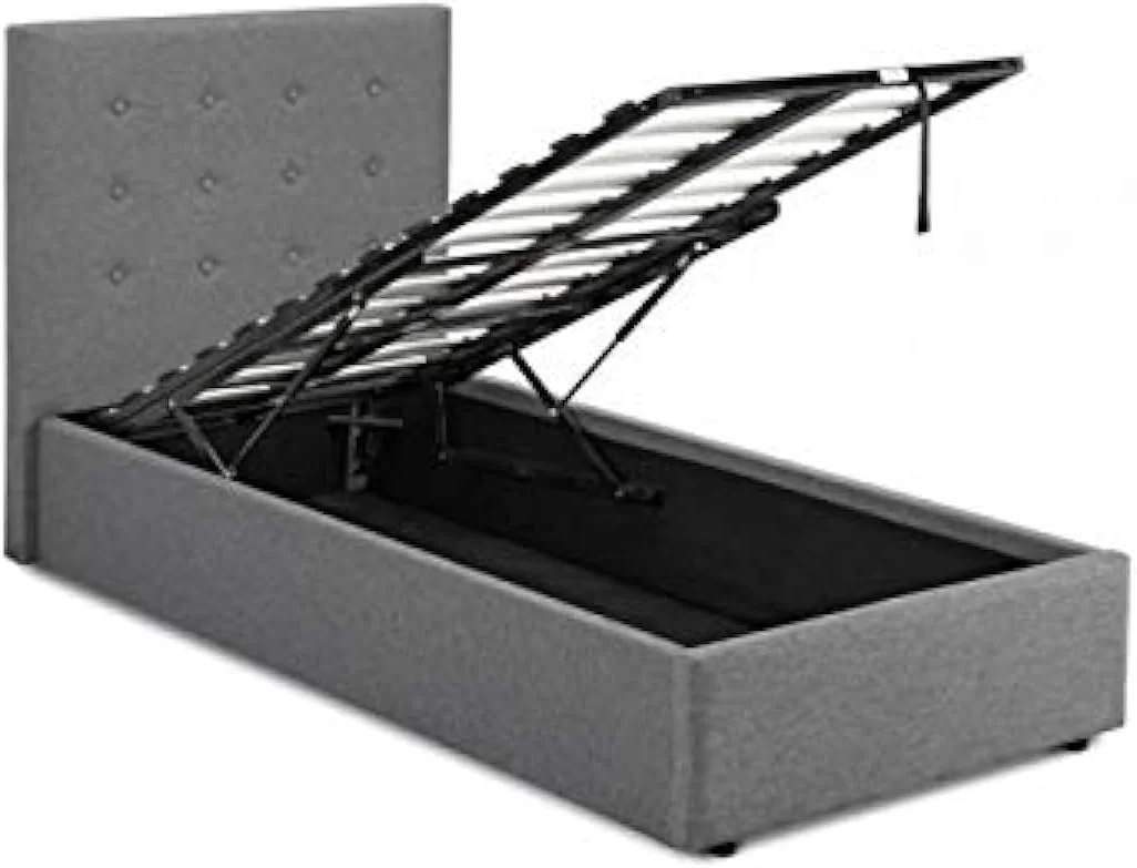 تختخواب یک نفره عثمانی پارچه ای کتان خاکستری لوکا از R2R FURNITURE