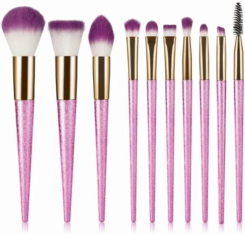 UHJKLA Professional 10pcs 3D Makeup Brushes set Gradient Fan Powder Foundation Brush Eyeshaow Brush kit