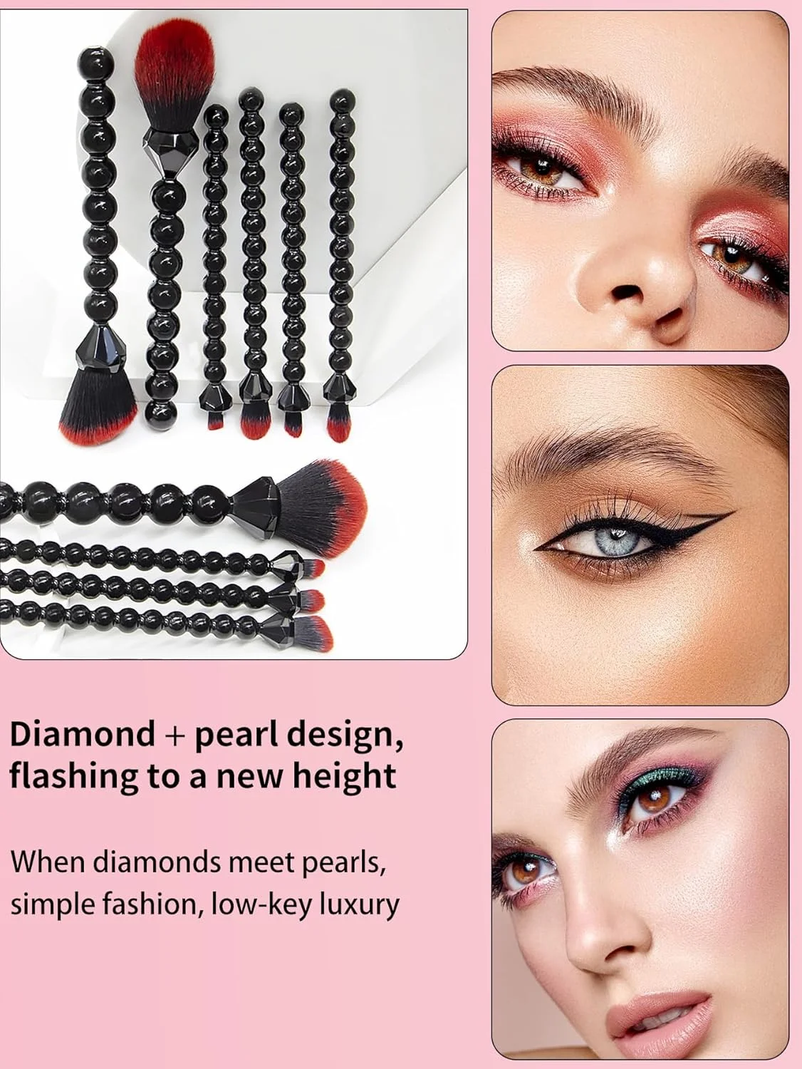 Unique 10PCS Diamond and Pearl Design Makeup Brush Set, COSHINE Cute and Full Complete Powder, Concealer, Blush, Eye Shadow Cosmetic Brushes Kit, black Unique 10PCS Diamond and Pearl Design Makeup Brush Set, COSHINE Cute and Full Complete Powder, Concealer, Blush, Eye Shadow Cosmetic Brushes Kit, black
