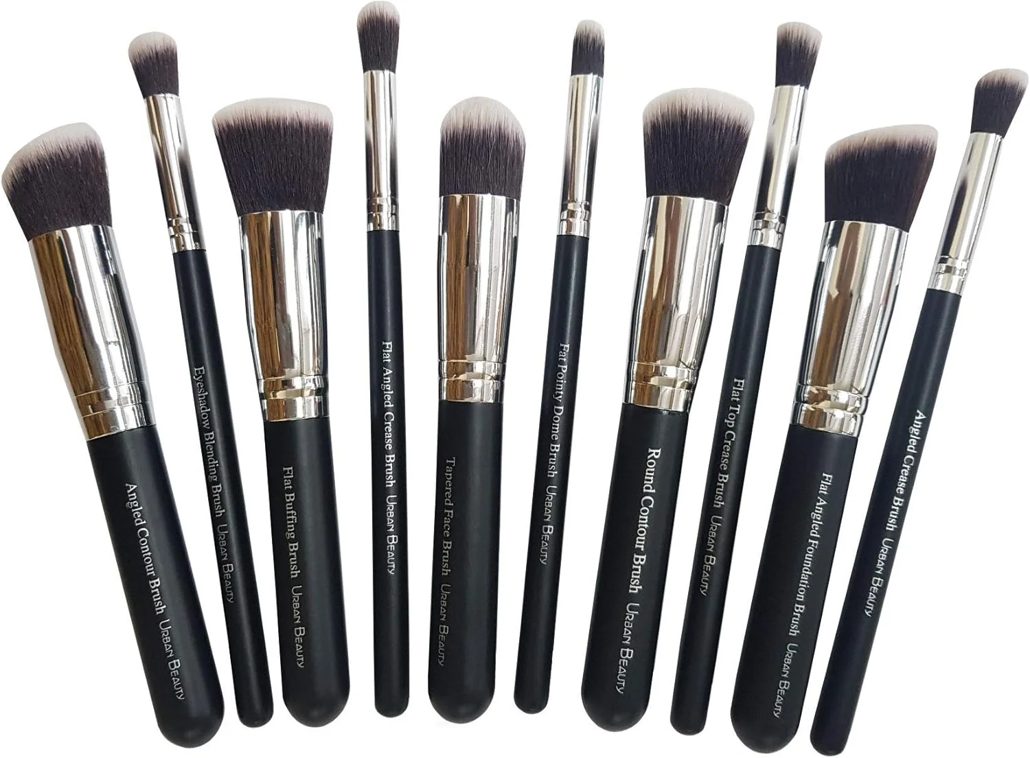 ست برس آرایشی ۱۰ تکه Urban Beauty (مشکی + نقره ای) بدون کیف