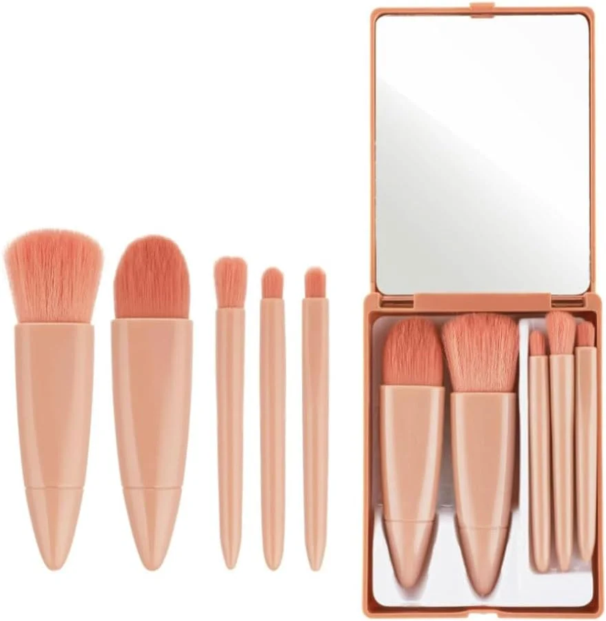 ست برس آرایشی مسافرتی، کیت برس آرایشی قابل حمل کوچک با عملکرد کامل، ست برس های آرایشی برای کرم پودر و رژگونه