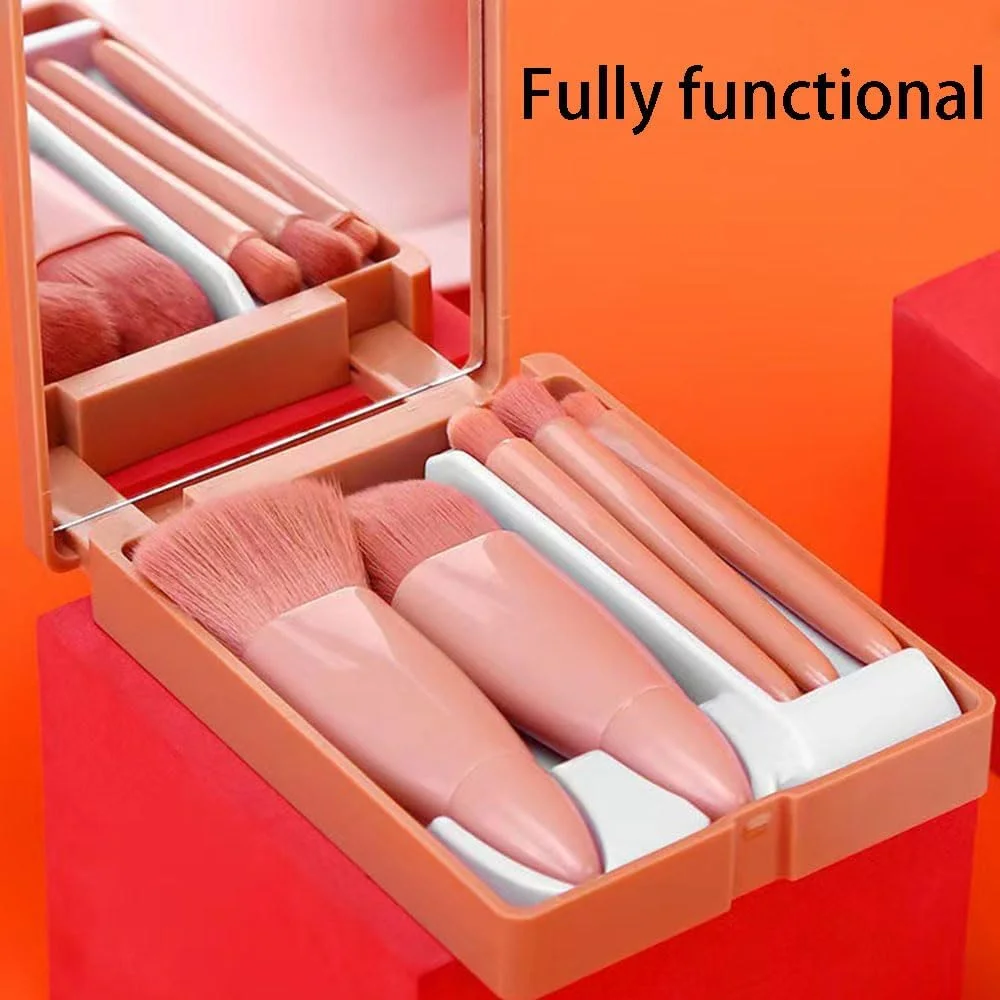 ست برس آرایشی مسافرتی، کیت برس آرایشی قابل حمل کوچک با عملکرد کامل، ست برس های آرایشی برای کرم پودر و رژگونه