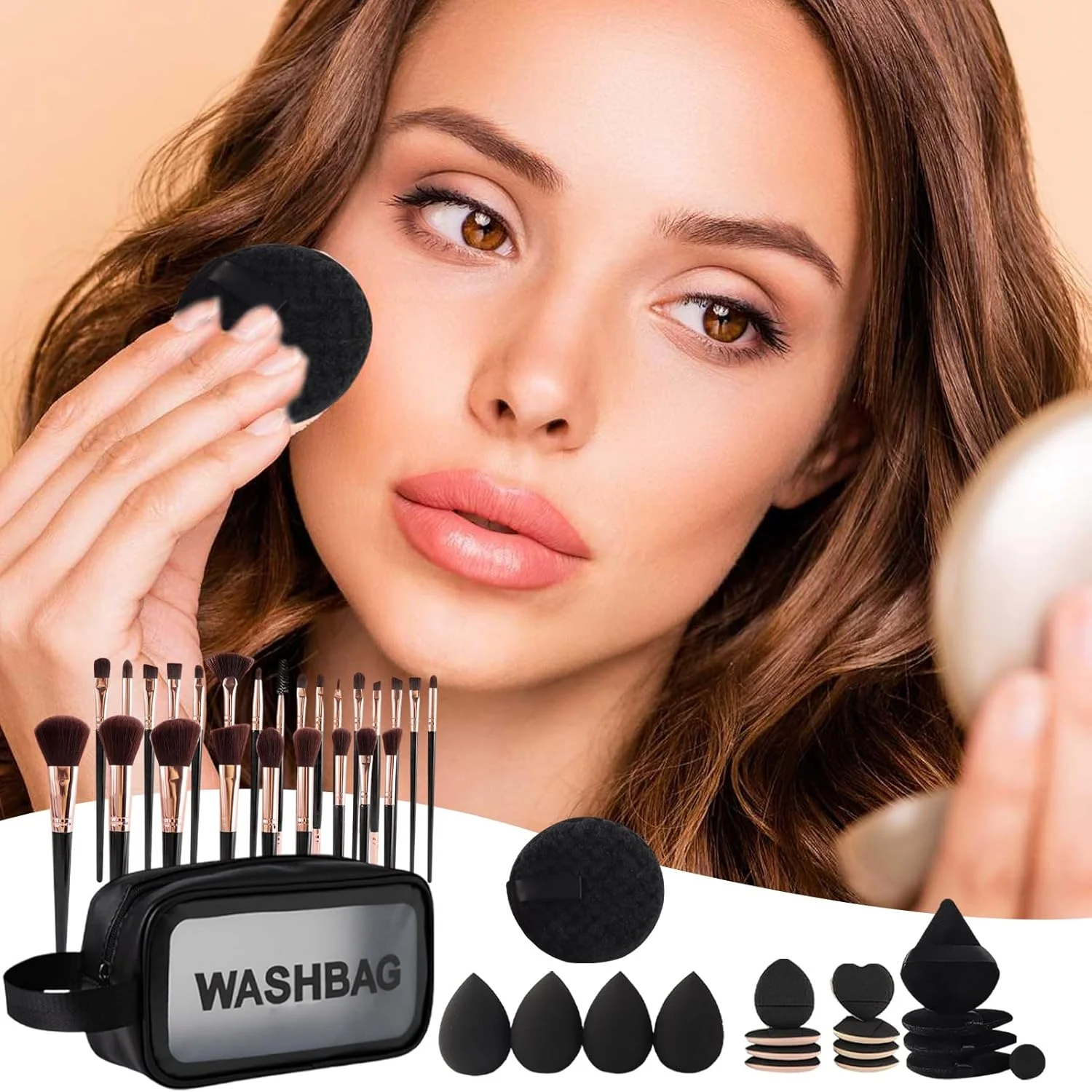 ست برس آرایشی مسافرتی، ست های آرایشی حرفه ای با کیف | لوازم جانبی ابزار زیبایی برای سالن، جشنواره، عروسی، کریسمس، دفاتر، عروسی، استفاده روزمره، تعطیلات، هالووین، خانه