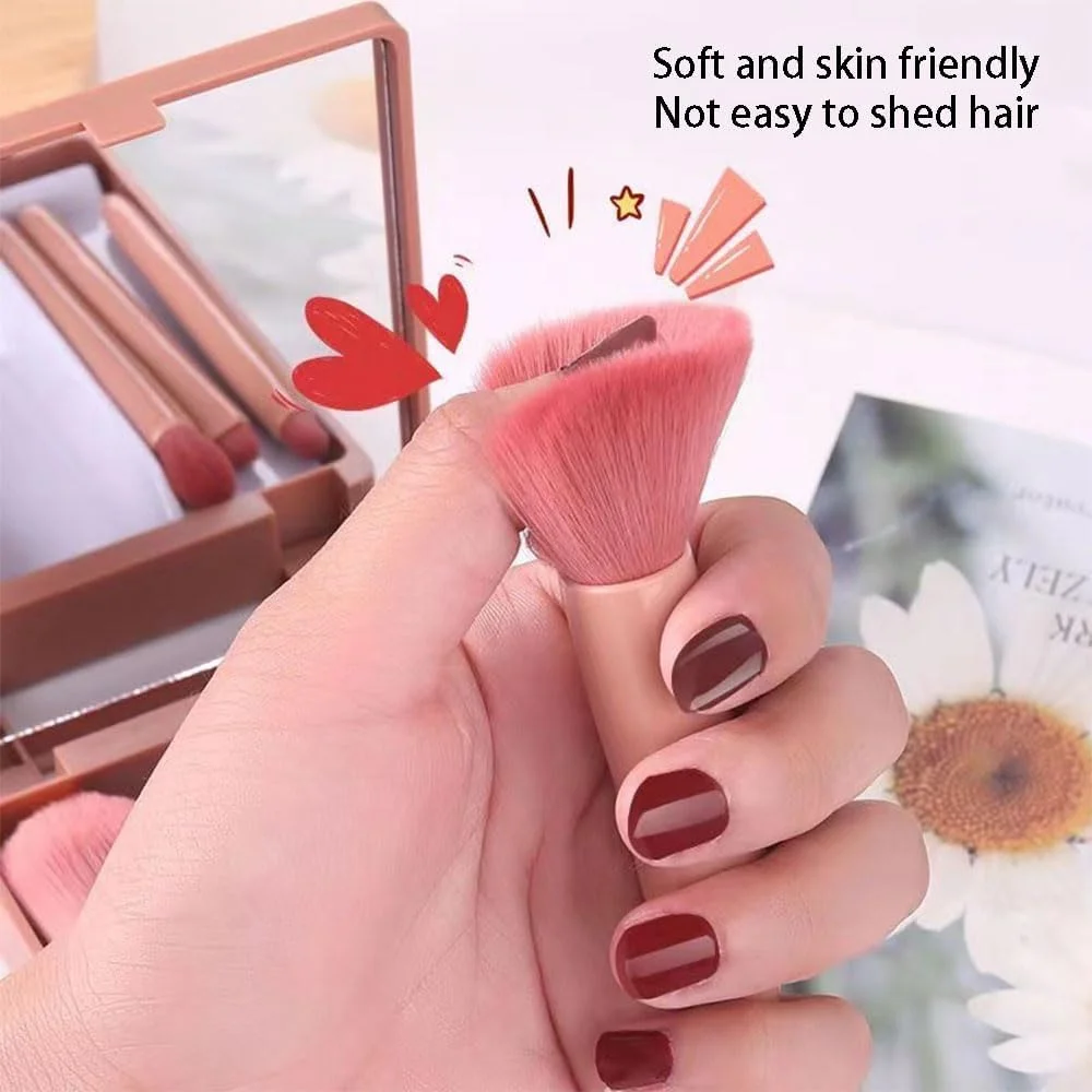 ست برس آرایشی مسافرتی، کیت برس آرایشی قابل حمل کوچک با عملکرد کامل، ست برس های آرایشی برای کرم پودر و رژگونه