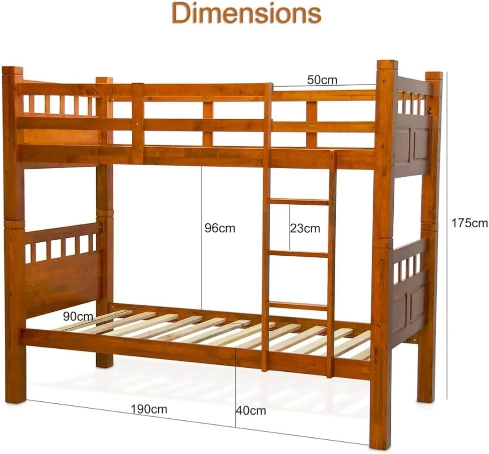 Remedy Wooden Bunk Bed 190X90 Single Size With ladder | Heavy Duty Bunk Bed Dirty Oak Remedy Wooden Bunk Bed 190X90 Single Size With ladder | Heavy Duty Bunk Bed Dirty Oak