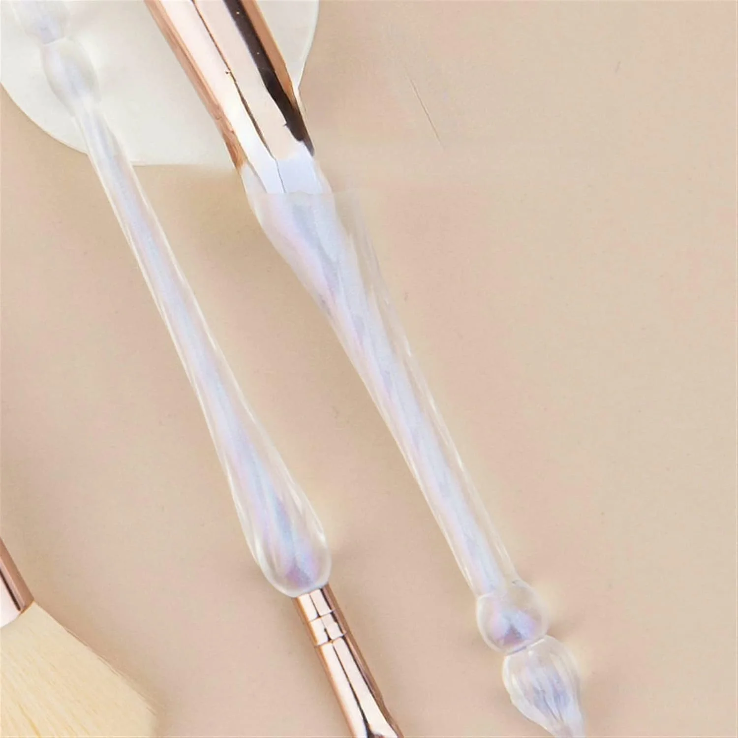 ست برس آرایشی کریستالی سفید WANAM شامل برس های صورت، پودر، رژگونه، سایه چشم، ترکیب کننده، براق کننده، ابزار آرایشی حرفه ای