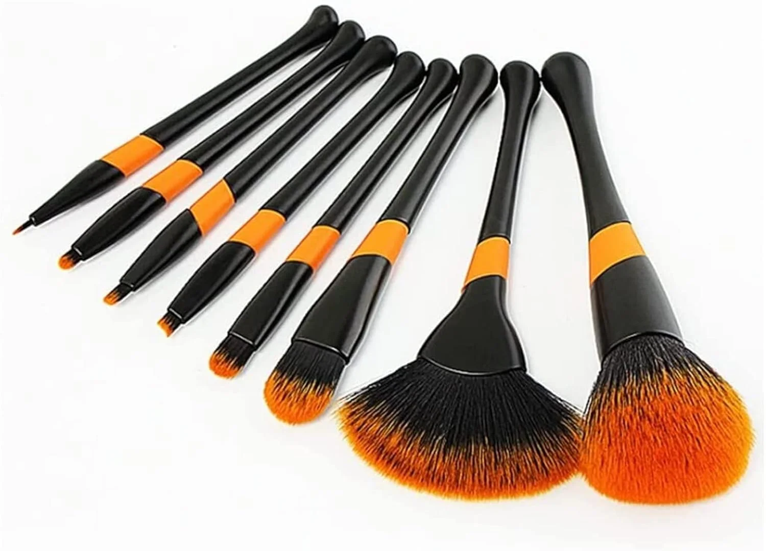 ست برس آرایشی YQBUER، 8 عدد در هر ست، برس های آرایشی حرفه ای برای کرم پودر، پودر، سایه چشم، ترکیب، ابرو، ابزار برس آرایشی (رنگ: نارنجی، اندازه: 8 عدد)