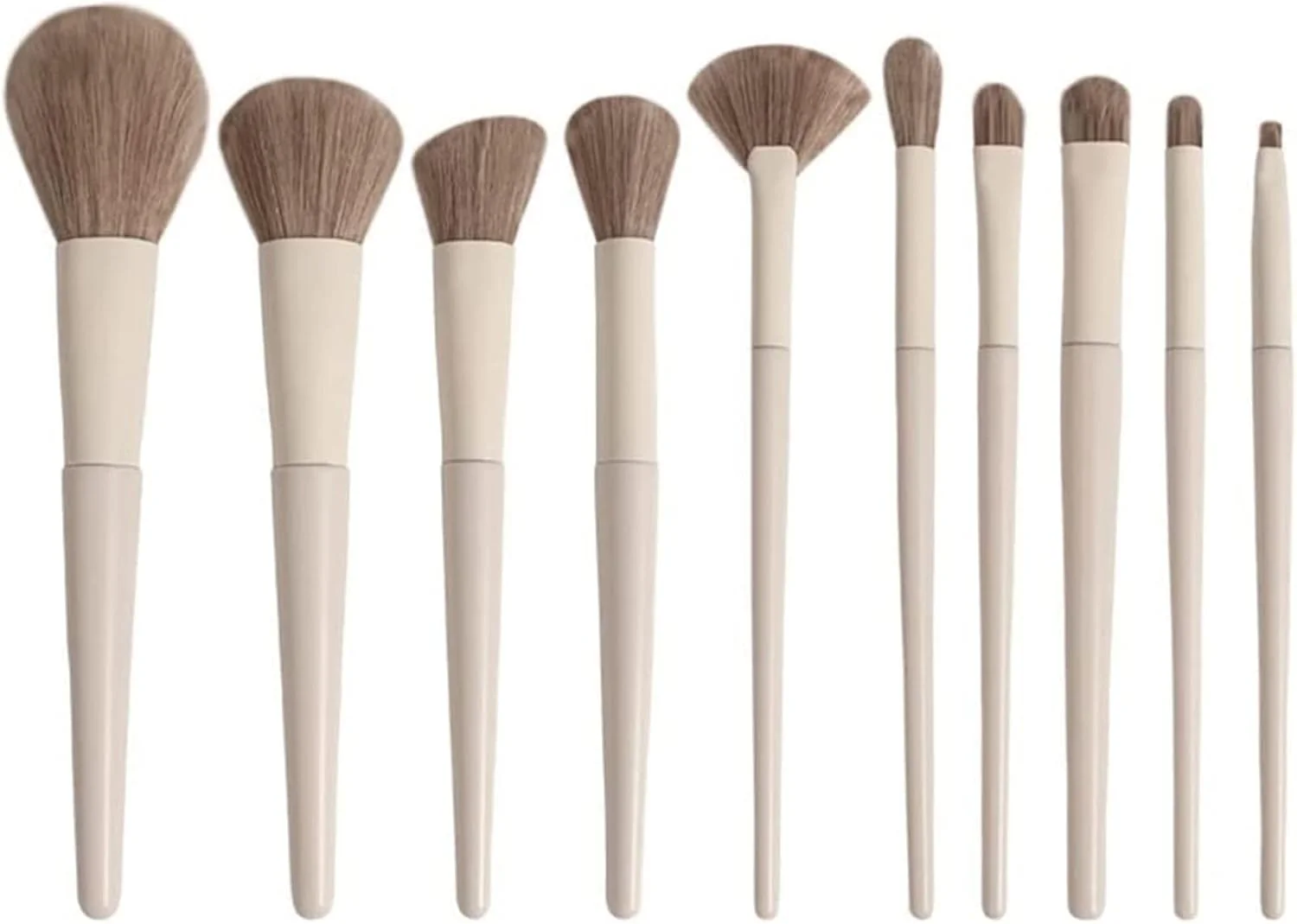 ست برس آرایشی YQBUER، 10 برس نرم سفید برای پودر فیکس، ست برس آرایشی صورت، پودر فونداسیون، سایه چشم، ابرو، ابزار زیبایی هایلایت، محصولات آرایشی (رنگ: سفید، سایز: 10 عدد)