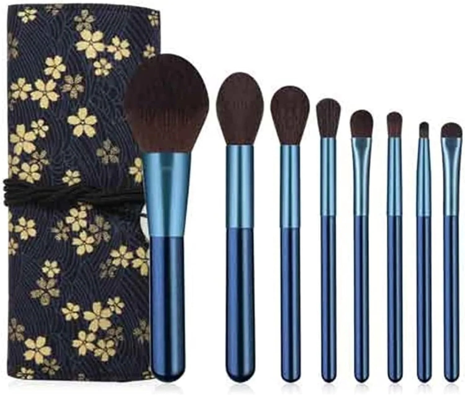 ست براش آرایشی YQBUER، ست براش های حرفه ای و فانتزی، کیت ابزار آرایشی و زیبایی، 8 تکه (رنگ: آبی، سایز: 8 تکه)