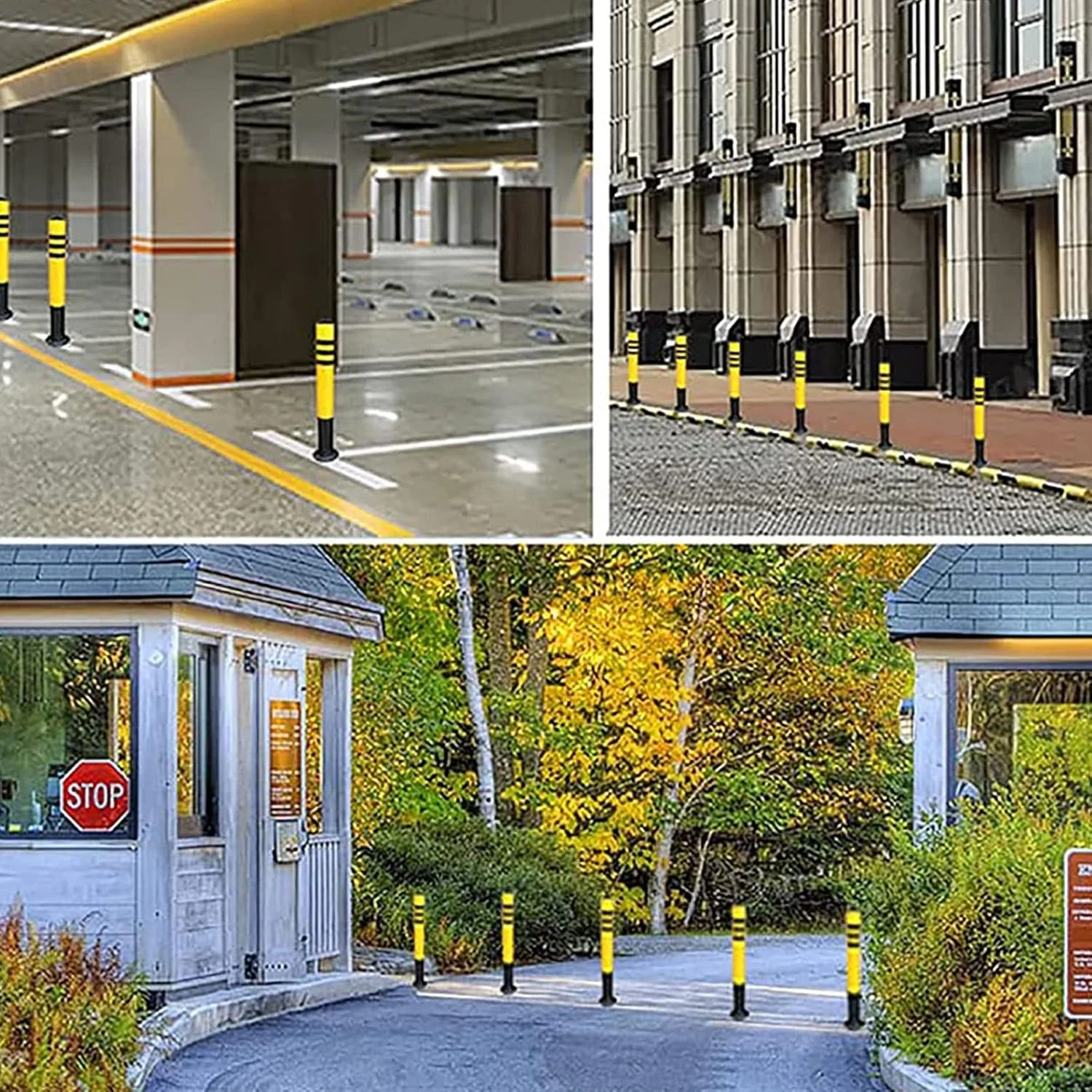 محافظ پارکینگ، میله بولارد، مانع پارکینگ با زنجیر پلاستیکی 5 متری، 2 عدد پایه استیل ضد زنگ برای امنیت جاده، علامت ایستاده برای فضای پارکینگ، 76×800 میلی متر، 76×650 میلی متر