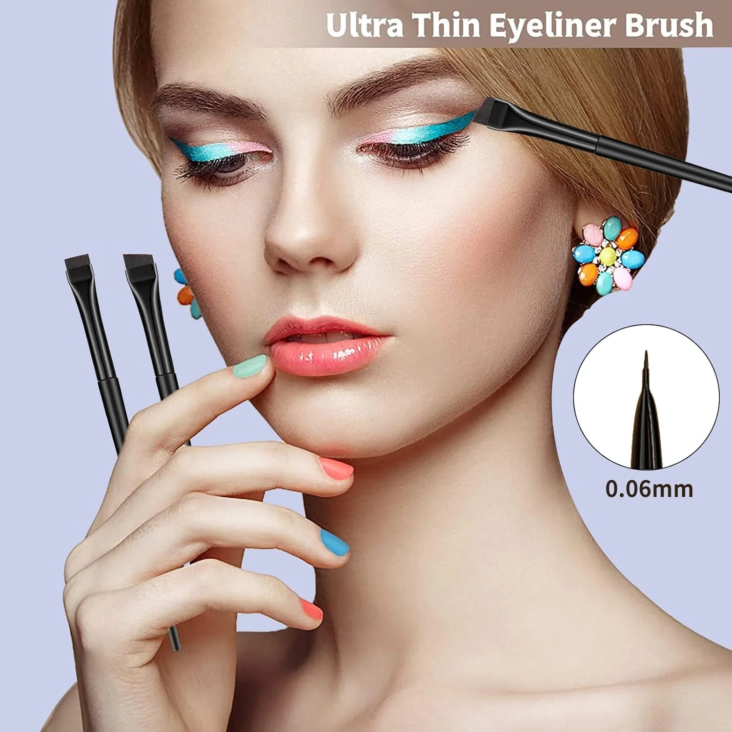 مجموعه 3 عددی برس خط چشم ZZLBZN، برس ابرو حرفه ای تخت و برس خط چشم زاویه دار ظریف، برس ابرو زاویه دار شیب دار، برس ها و ابزارهای آرایش چشم برای سایه چشم، شکل دادن به ابروها