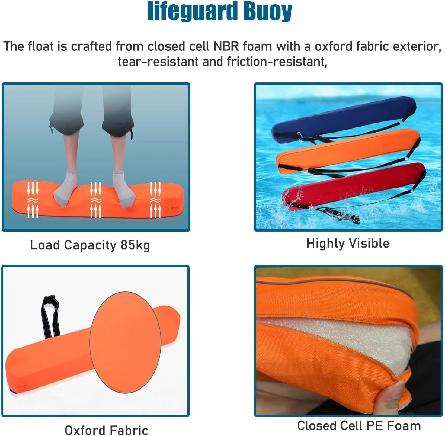 بویه نجات غریق 2 عددی، لوله نجات استخر 100 و 123 سانتی متری با بند سگکی تقویت شده و سوت، تجهیزات نجات آبی بسیار قابل مشاهده برای آموزش شنا