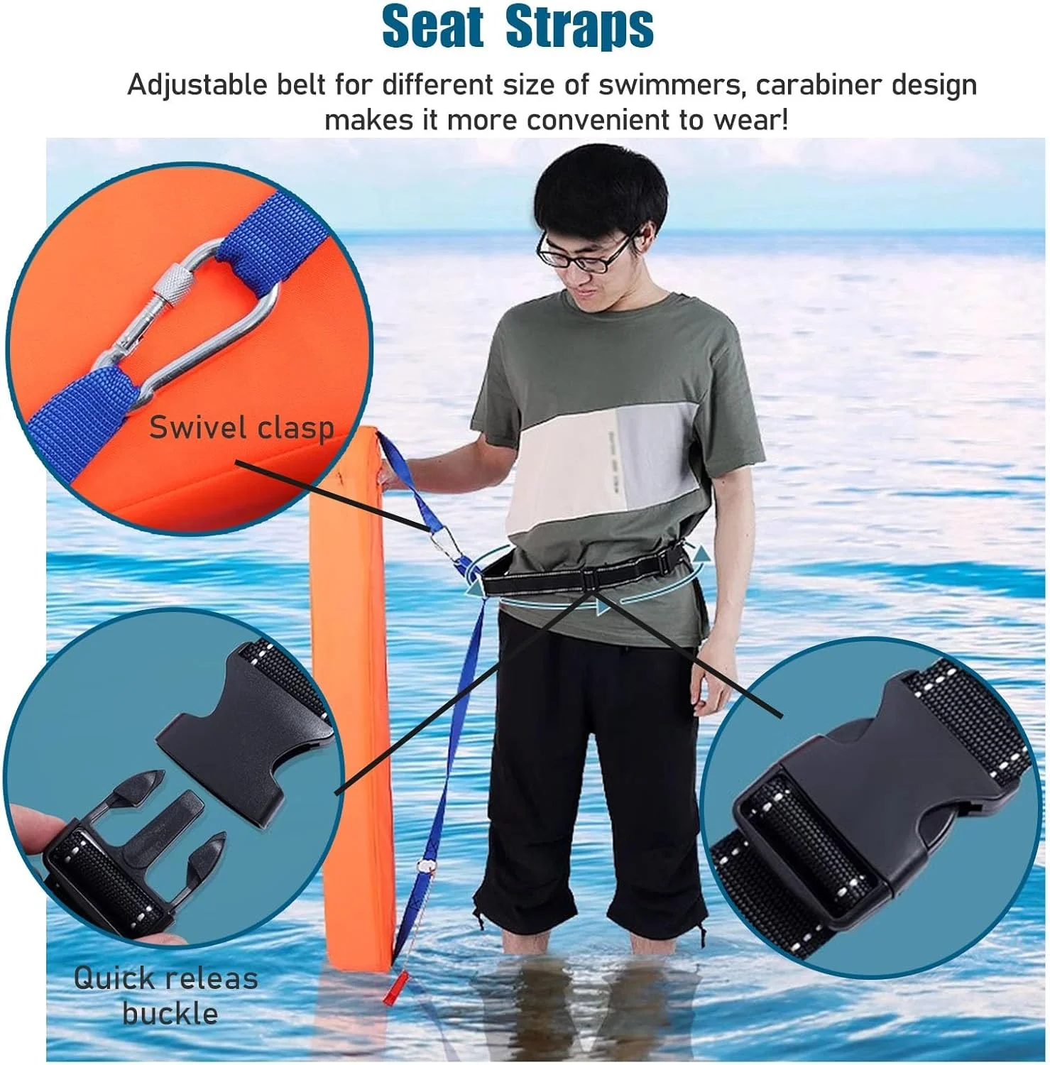 بویه نجات غریق 2 عددی، لوله نجات استخر 100 و 123 سانتی متری با بند سگکی تقویت شده و سوت، تجهیزات نجات آبی بسیار قابل مشاهده برای آموزش شنا