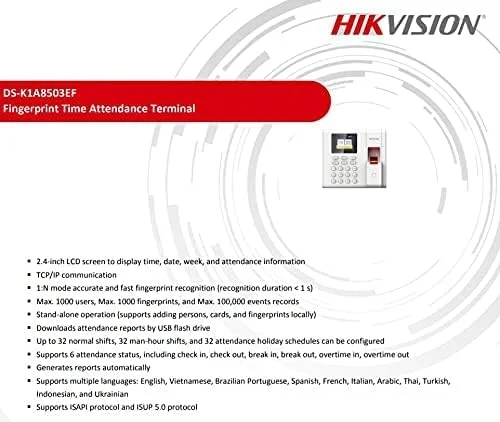 دستگاه حضور و غیاب اثر انگشتی هایک ویژن مدل DS-K1A8503MF سری Value به همراه کابل USEWELL RJ 45 دستگاه حضور و غیاب اثر انگشتی هایک ویژن مدل DS-K1A8503MF سری Value به همراه کابل USEWELL RJ 45