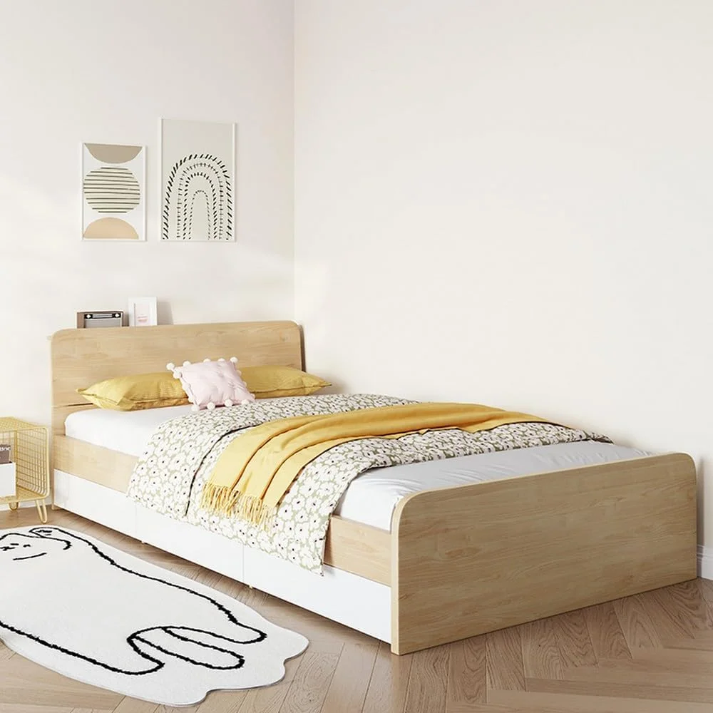 تخت خواب کودک رویال اوک مدل Supra - ابعاد 92x200 سانتی متر، قاب MDF با روکش ملامینه | تخت خواب محکم کودکانه با تاج تخت | طراحی مدرن | قاب چوبی بادوام مستقل | مبلمان اتاق خواب کودک در امارات