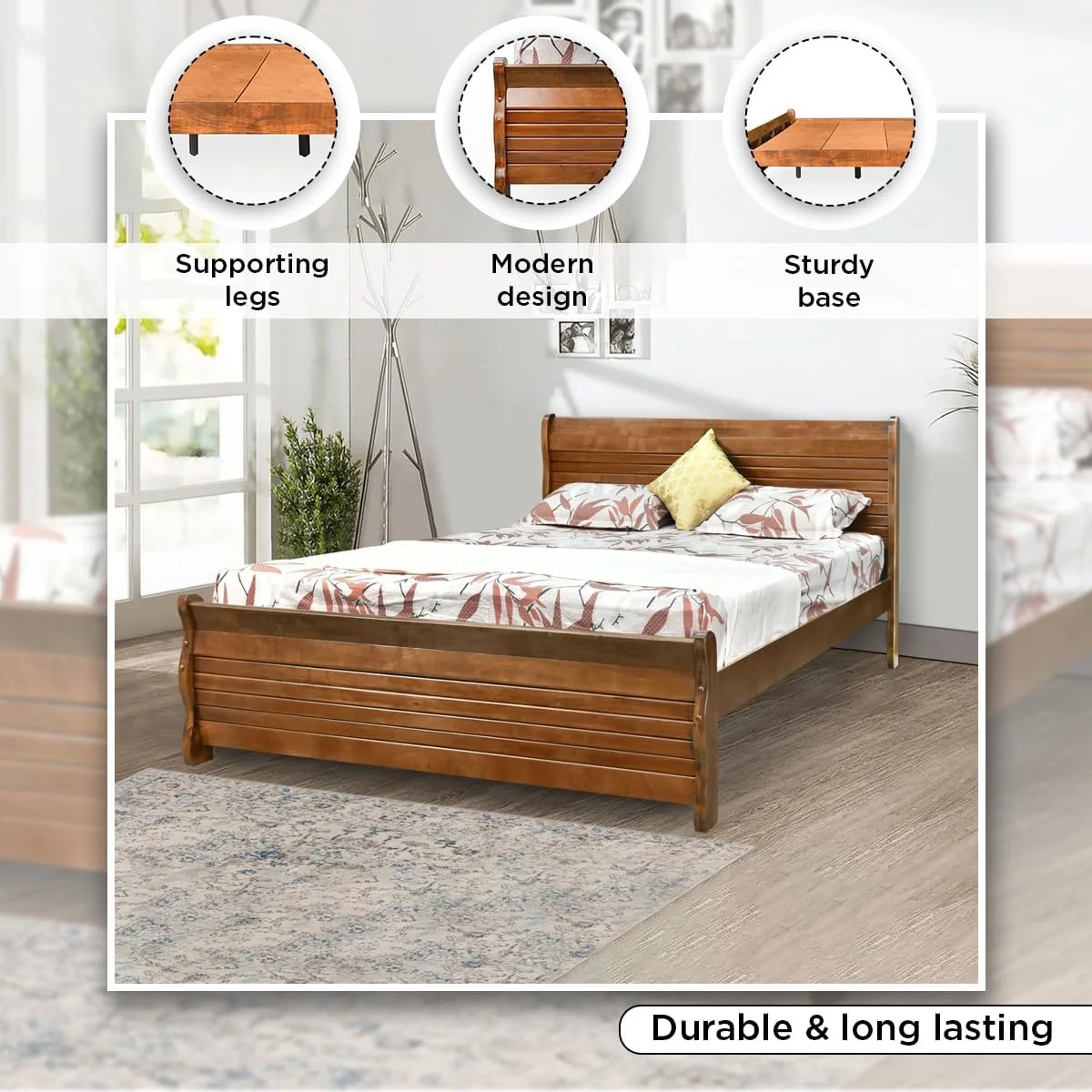 تخت خواب دو نفره رویال اوک نیویورک | فریم چوب جامد، طراحی مدرن تاج تخت | تخت خواب سایز کینگ چوبی شیک و بادوام تخت خواب دو نفره رویال اوک نیویورک | فریم چوب جامد، طراحی مدرن تاج تخت | تخت خواب سایز کینگ چوبی شیک و بادوام