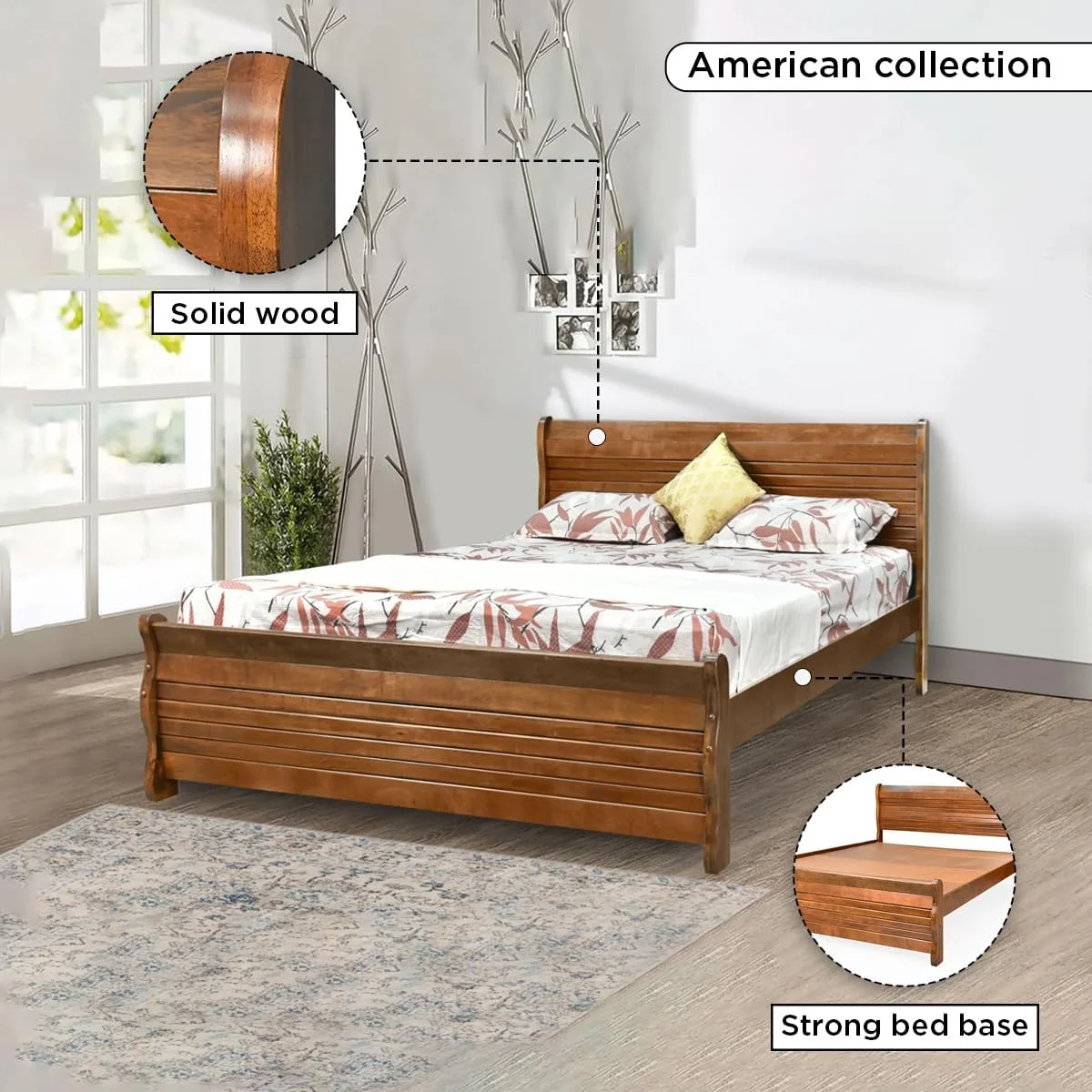 تخت خواب دو نفره رویال اوک نیویورک | فریم چوب جامد، طراحی مدرن تاج تخت | تخت خواب سایز کینگ چوبی شیک و بادوام تخت خواب دو نفره رویال اوک نیویورک | فریم چوب جامد، طراحی مدرن تاج تخت | تخت خواب سایز کینگ چوبی شیک و بادوام