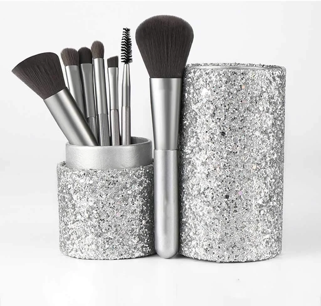 ست برس آرایشی YQBUER شامل 7 عدد برس آرایشی، ابزار آرایشی زنانه، برس حرفه ای رژگونه، پودر، کرم پودر، سایه چشم، ابزار آرایش صورت، محصولات آرایشی جدید (رنگ: E)