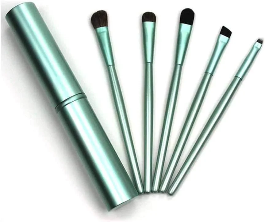 ست برس آرایشی YQBUER، 5 تکه، مسافرتی، مینی، شامل برس های آرایش چشم، برس پخش کننده، سایه چشم، خط چشم، ابرو، لب، کیت برس آرایشی، محصولات آرایشی حرفه ای (رنگ: B)
