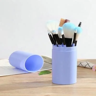 ست برس آرایشی YQBUER، ست برس سایه چشم 12 عددی، موهای نرم، ابزار زیبایی، برس آرایش صورت و چشم، برس استوانه ای لوازم آرایشی (رنگ: F)