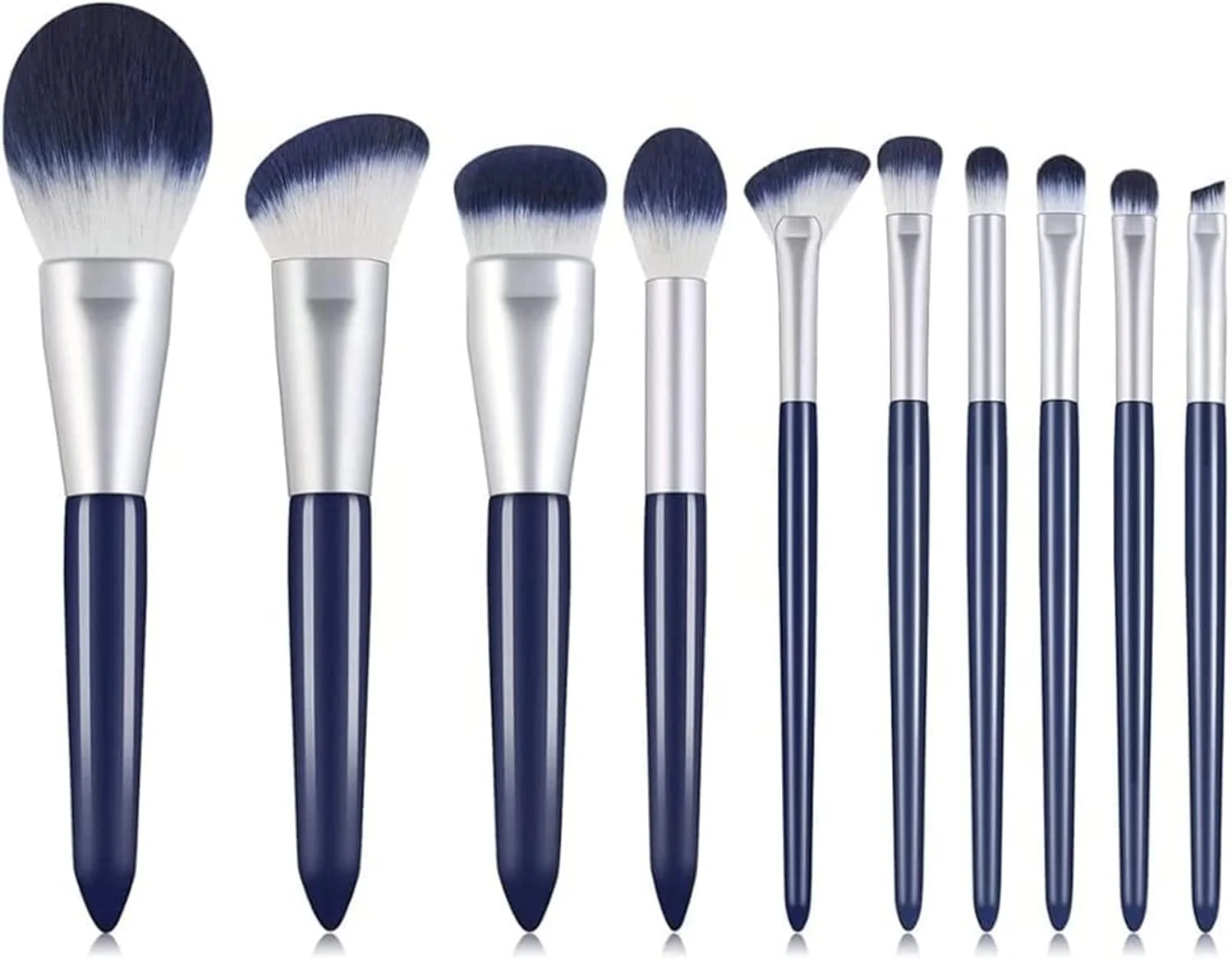 ست برس آرایشی YQBUER، 10 تکه، شامل برس های کرم پودر، سایه چشم، پودر، دسته چوبی، کانسیلر، ابزار آرایش ابرو و مژه (رنگ: A، اندازه: 10 عدد)