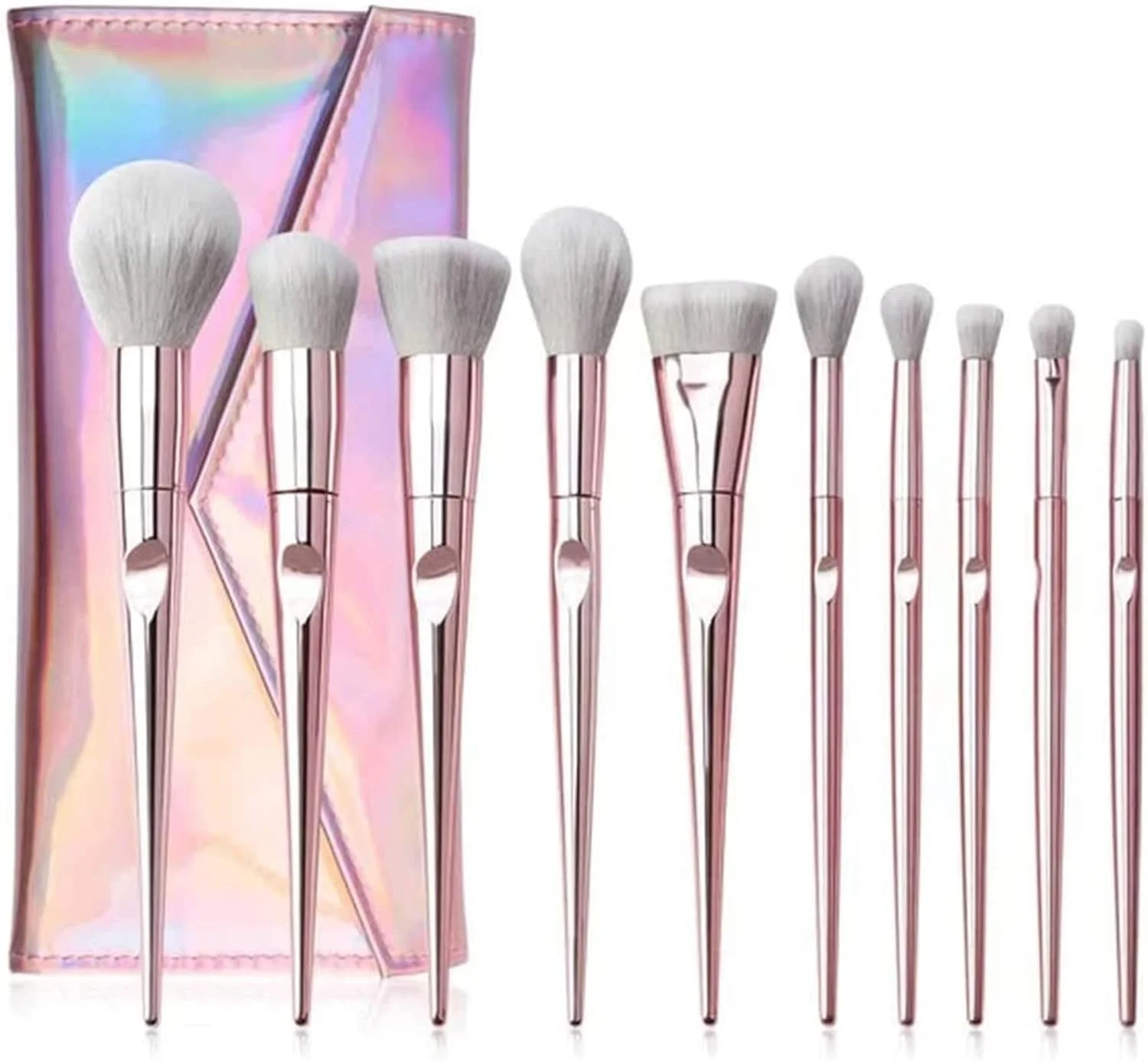 ست برس آرایشی YQBUER، ۱۰ تکه، شامل برس های سایه چشم، پودر، ابرو، برس های آرایشی صورت، ابزار آرایشی