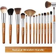 ست برس آرایشی حرفه ای 15 عددی XuCoo، شامل برس های کرم پودر، کانتور، ترکیب، سایه چشم، کانسیلر و رژگونه به همراه کیف چرمی