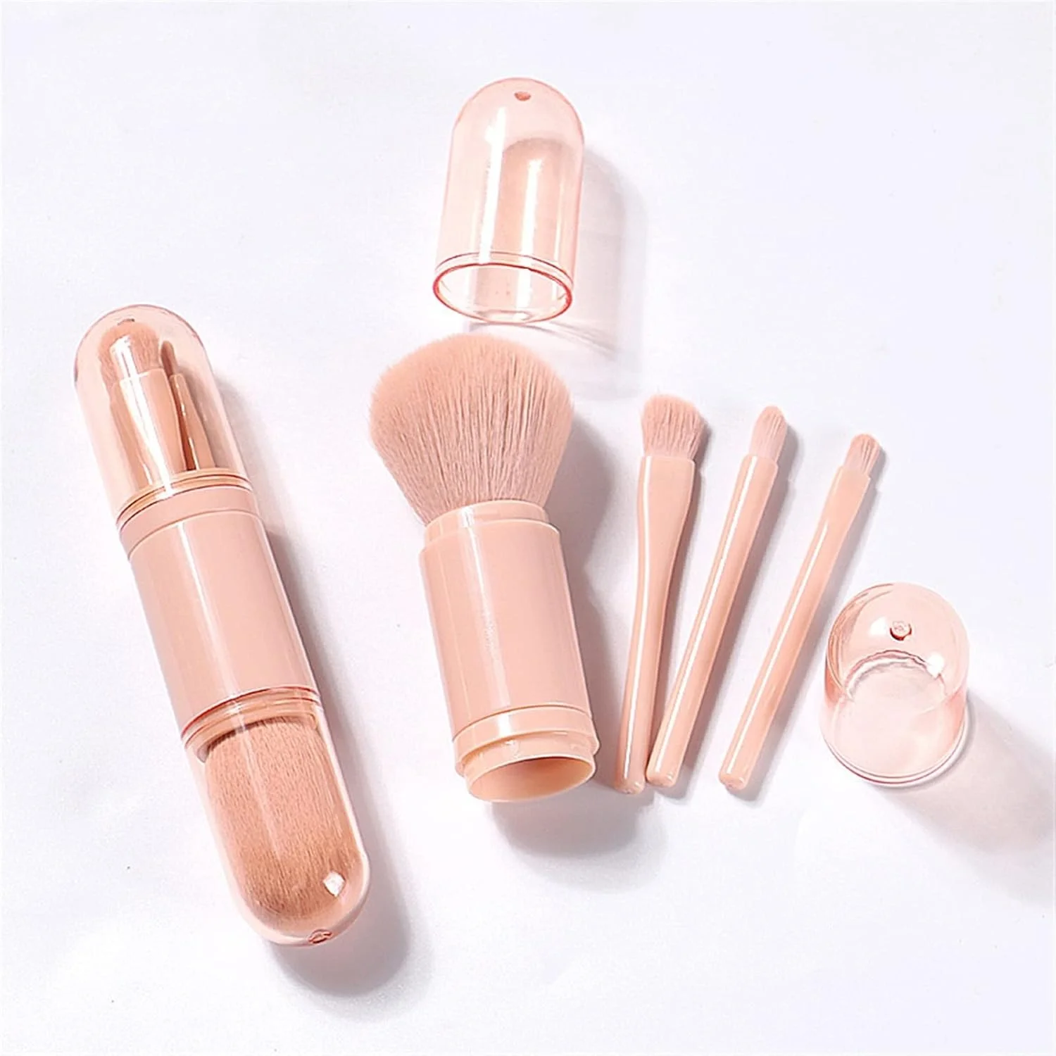 WANAM Facial Razor Telescopic 4 in 1 Travel Portable Makeup Brushes Set Eyeshadow Brush Lip Cosmetics For Face Makeup Brush Kit