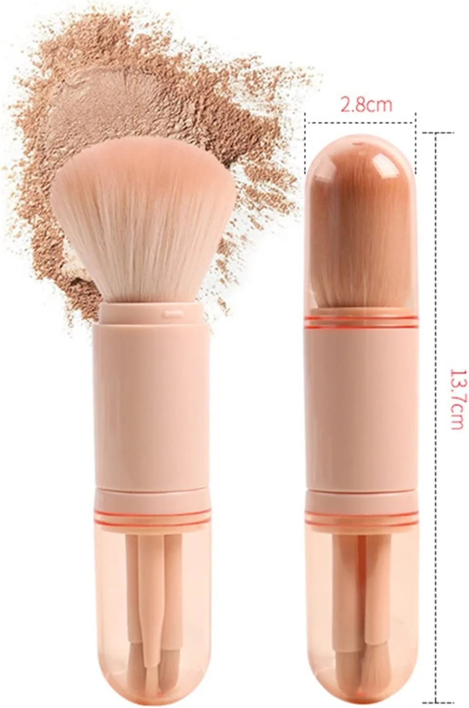 WANAM Facial Razor Telescopic 4 in 1 Travel Portable Makeup Brushes Set Eyeshadow Brush Lip Cosmetics For Face Makeup Brush Kit